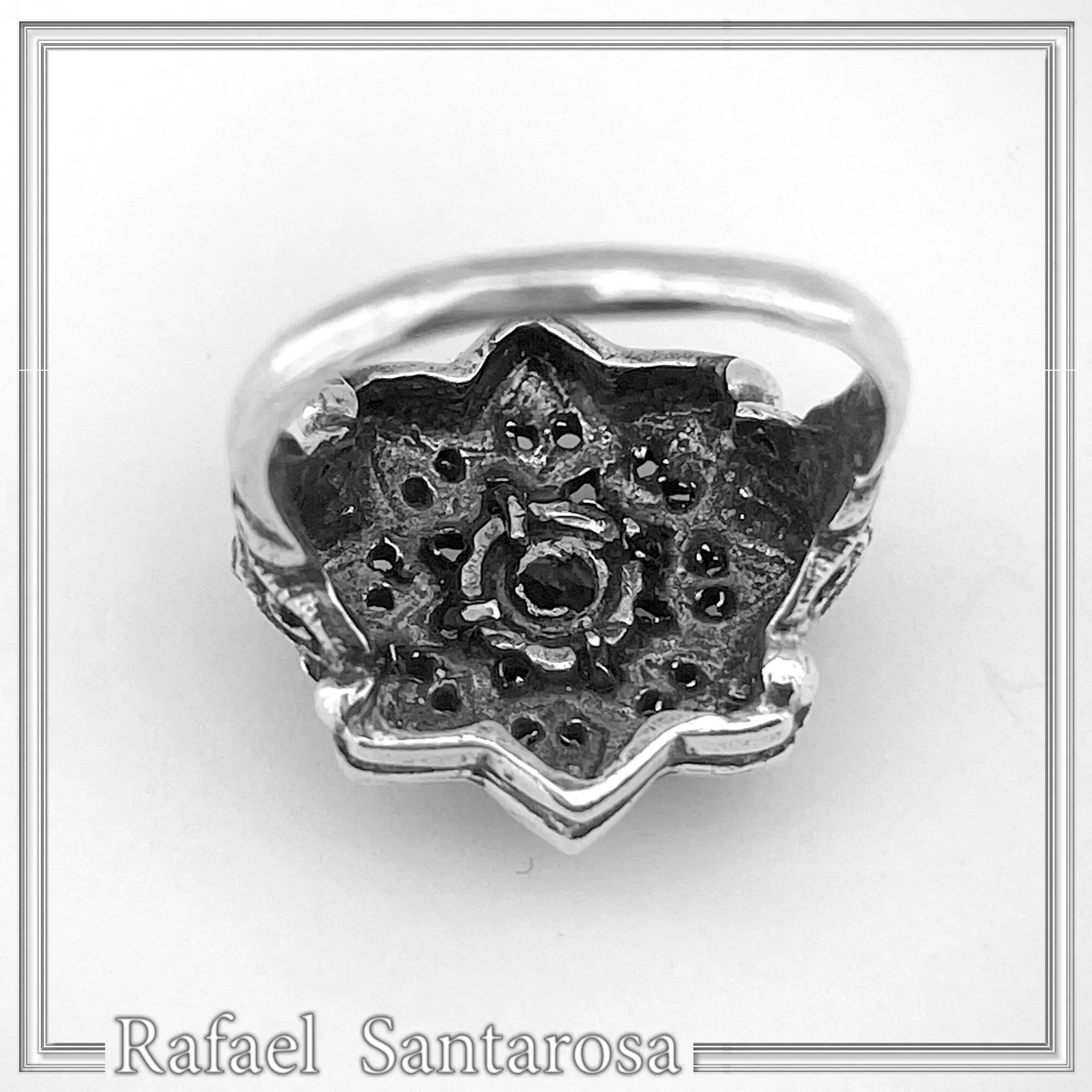 Natural African Amethyst Byzantine Ring: Oxidized Silver & 18k Gold Filled Filigree Bezel — additional product image 8 from Rafael Santarosa Fine Jewelry