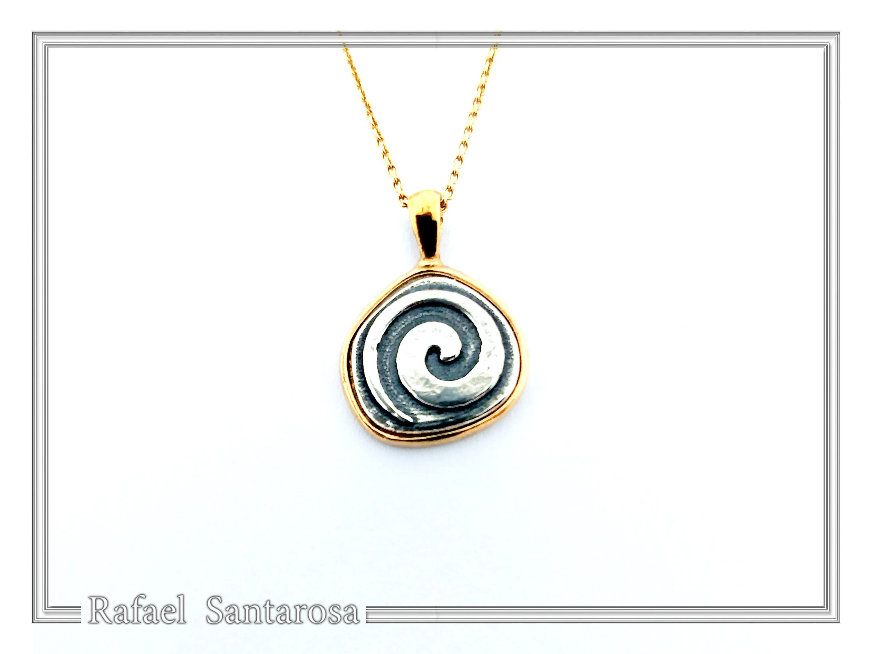Spiral of Eternity Necklace: Milkyway Symbol Oxidized & 18K Gold Filled Sterling Silver Pendant — additional product image 6 from Rafael Santarosa Fine Jewelry