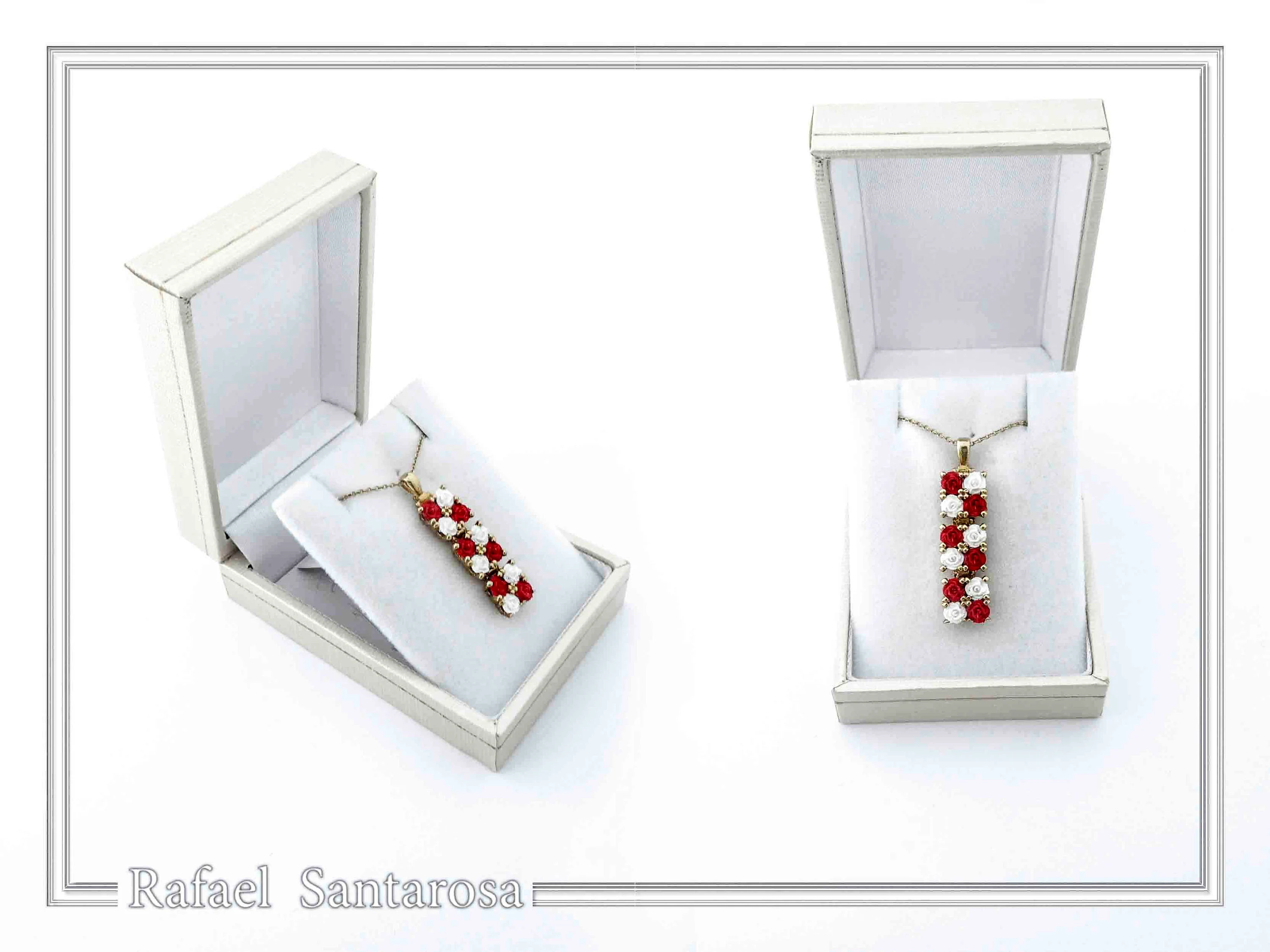 Handmade Rose Flowers Gems Pave Pendant: 18 K Gold-Filled Sterling Silver Beaded Floral Necklace — additional product image 9 from Rafael Santarosa Fine Jewelry