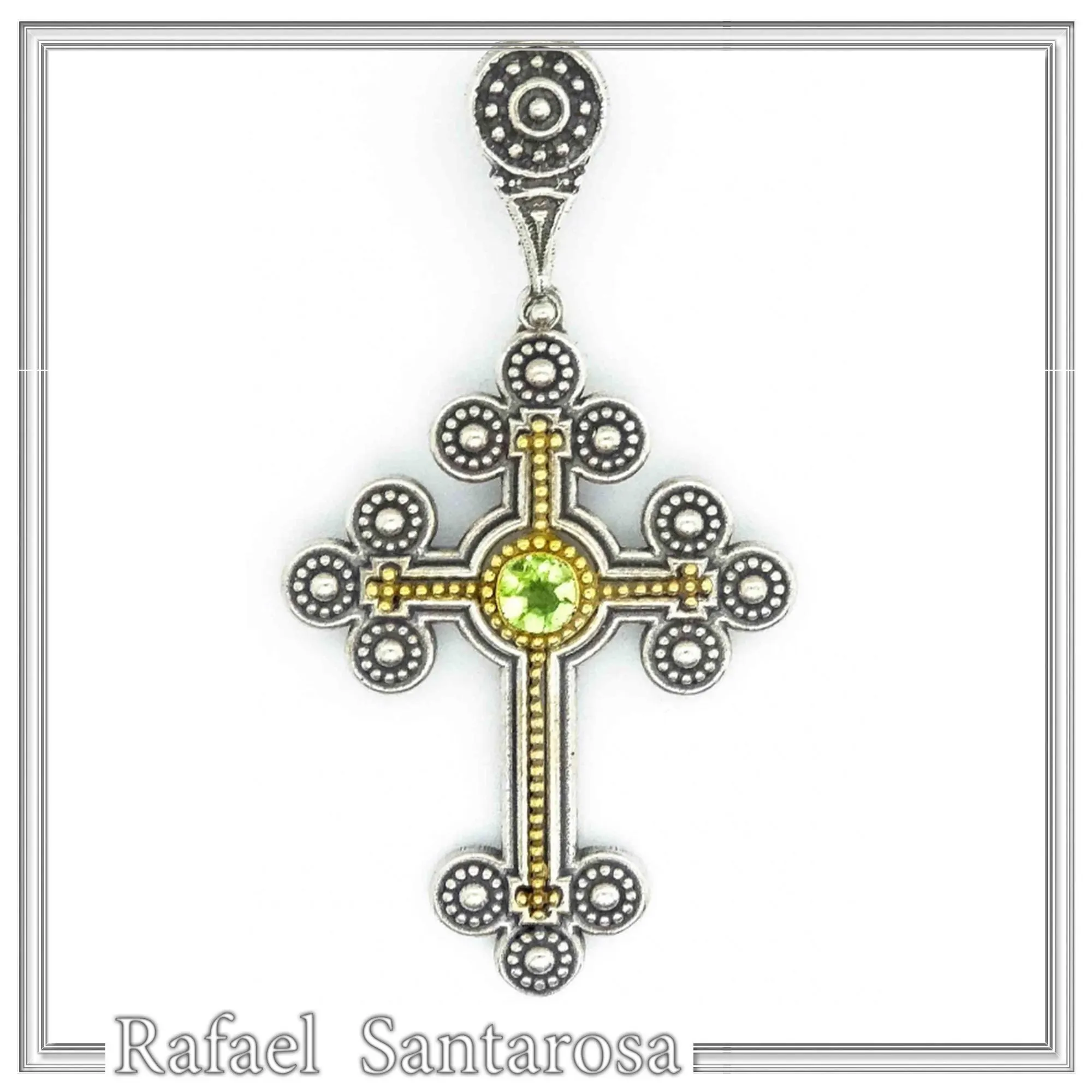 Peridot, Garnet, Topaz, Amethyst, Pearl or Lapis Oxidized Sterling Silver Byzantine Cross Religious Necklace