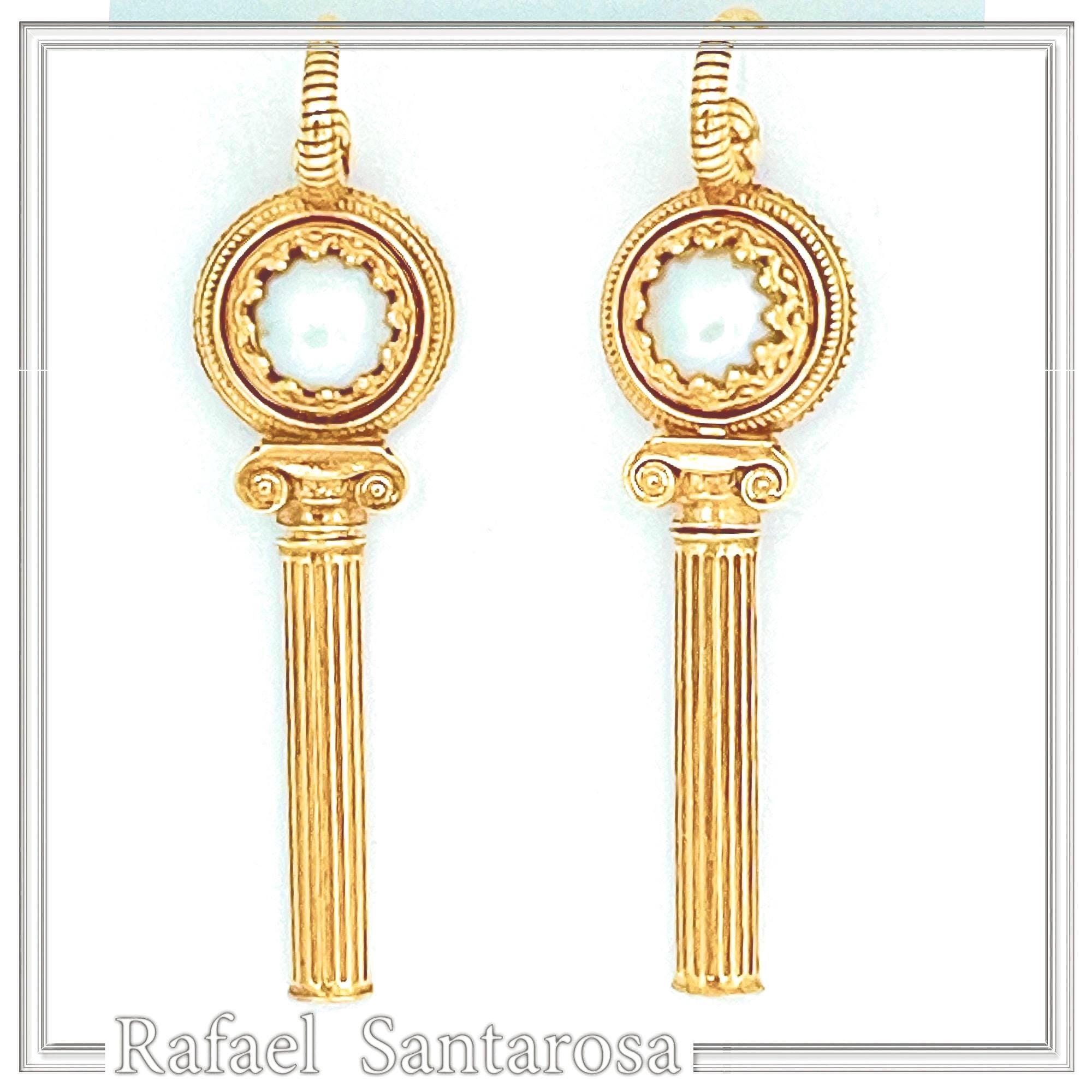 Greek Temple Column Natural Pearl Earrings: 18K Gold Filled Sterling Silver, Greek Museum Jewelry — additional product image 4 from Rafael Santarosa Fine Jewelry