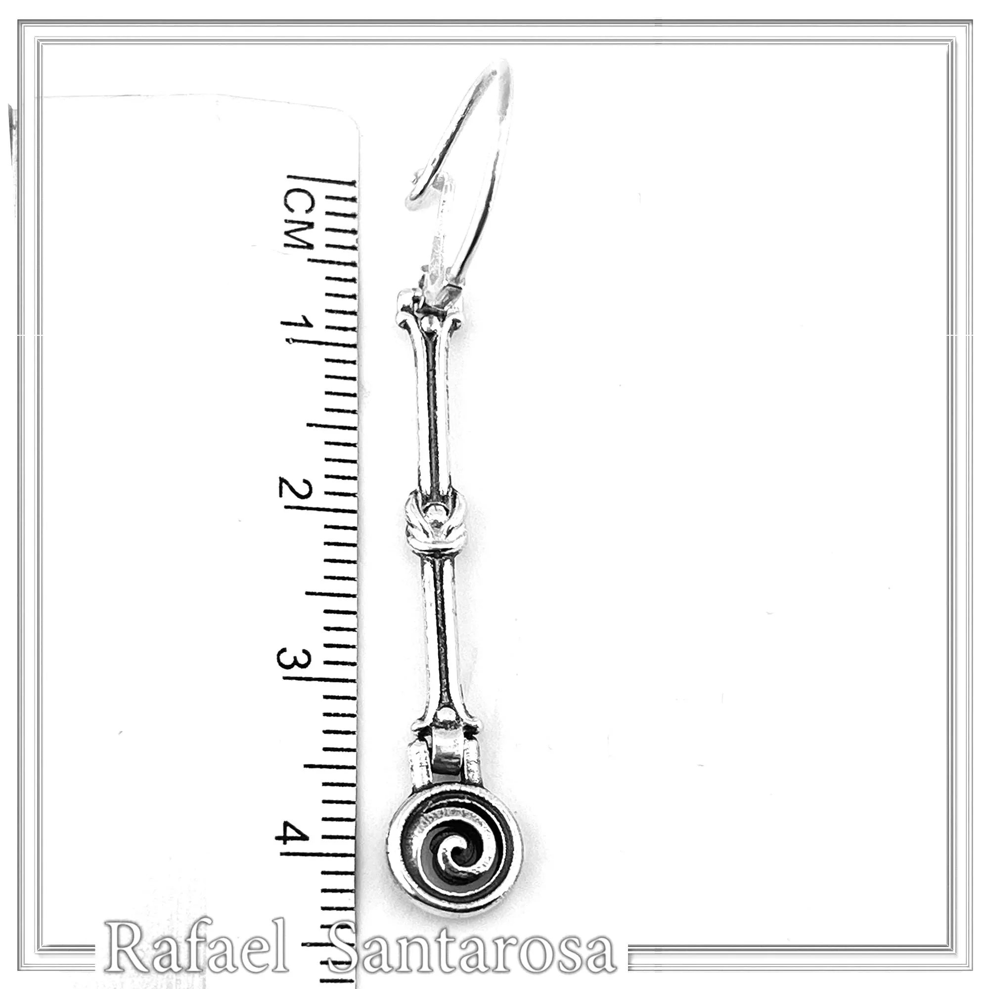 Spiral Dangle Earrings with Hercules Knot design: Sterling Silver Ancient Greek Museum Jewelry — additional product image 4 from Rafael Santarosa Fine Jewelry