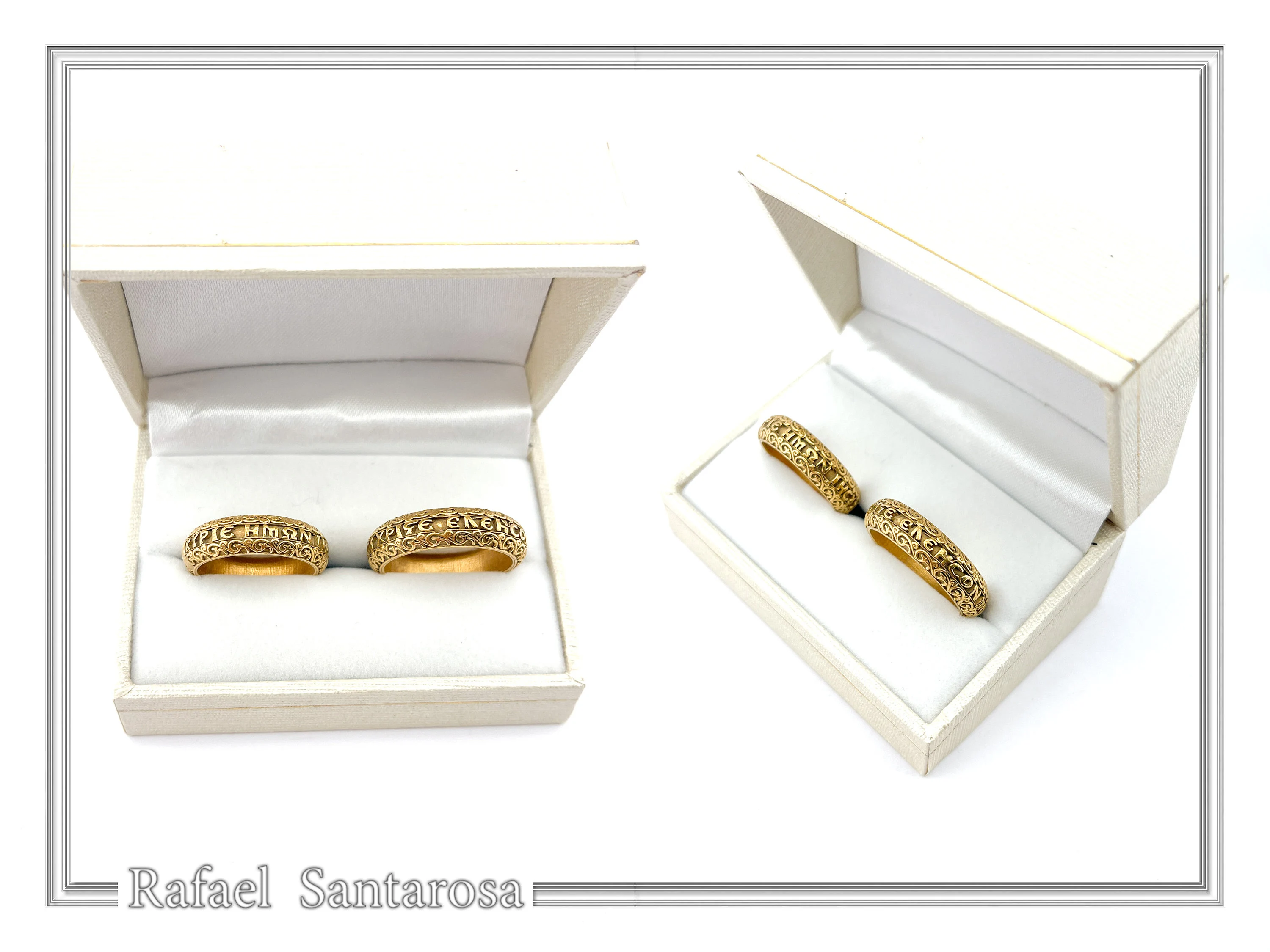 Orthodox Religious "Jesus Have Mercy" Prayer Ring: Byzantine Solid Gold Wedding Band — additional product image 6 from Rafael Santarosa Fine Jewelry