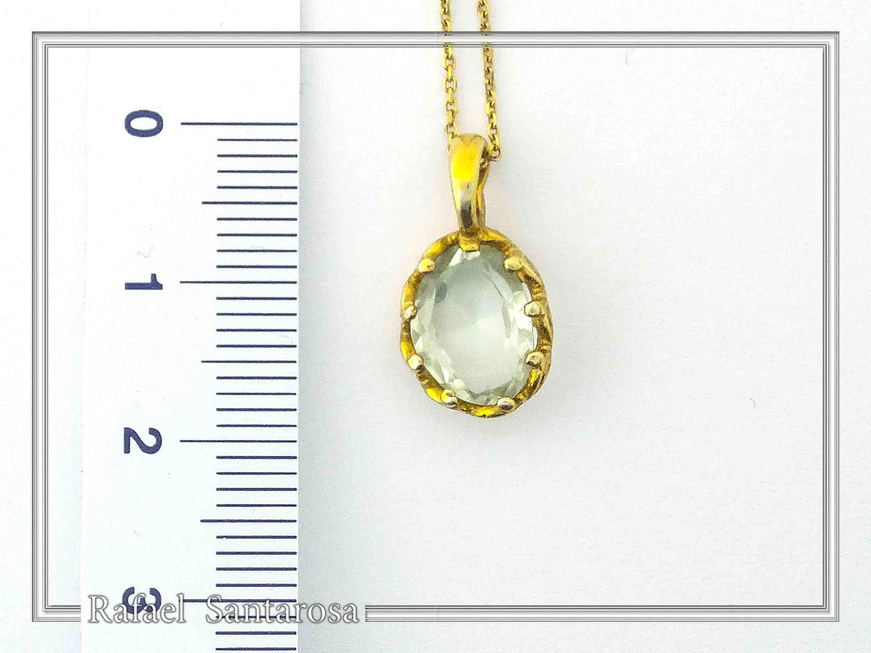 Filigree Bezel on Natural Sky Blue Topaz Pendant: Sterling Silver 18K Gold-Filled — additional product image 6 from Rafael Santarosa Fine Jewelry