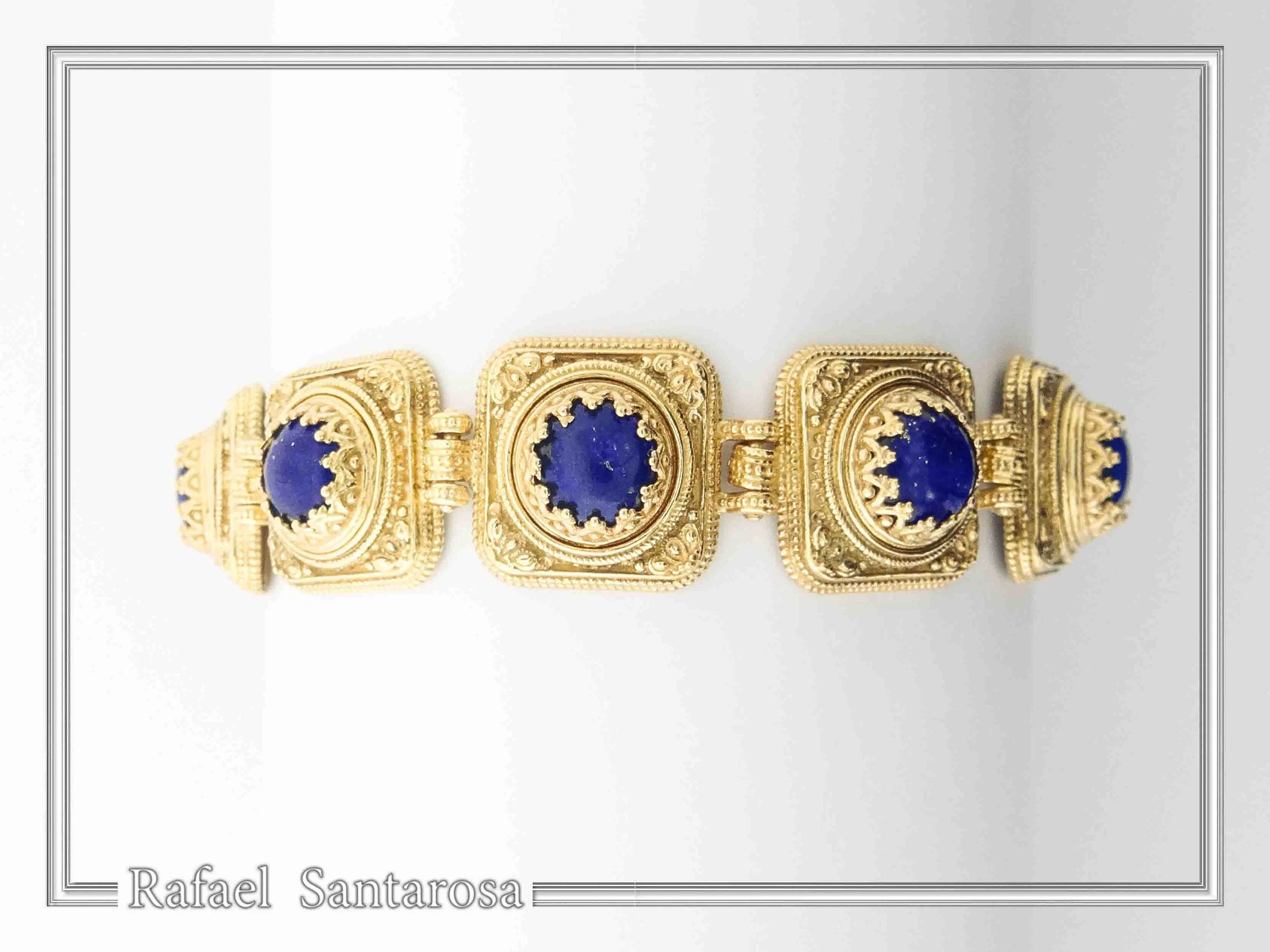 Lapis Lazuli Byzantine Bracelet Sterling Silver 18k Gold Filled Filigree Granulation Jewelry — additional product image 3 from Rafael Santarosa Fine Jewelry