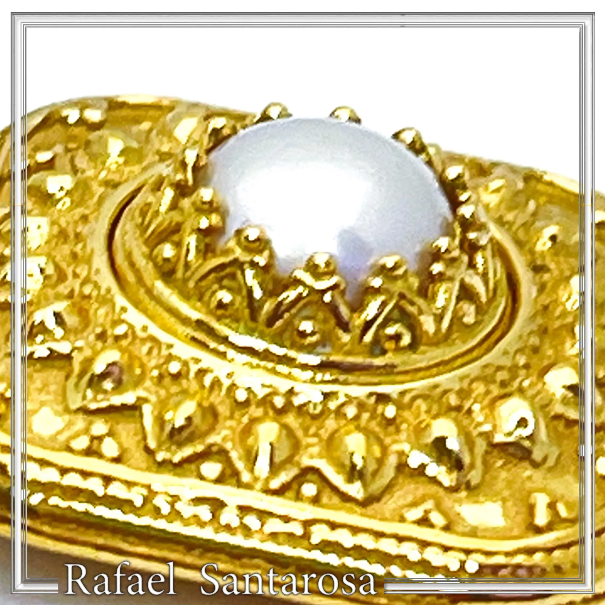 Genuine pearl Byzantine Filigree handmade Pendant: Sterling Silver 18K Gold Filled — additional product image 6 from Rafael Santarosa Fine Jewelry