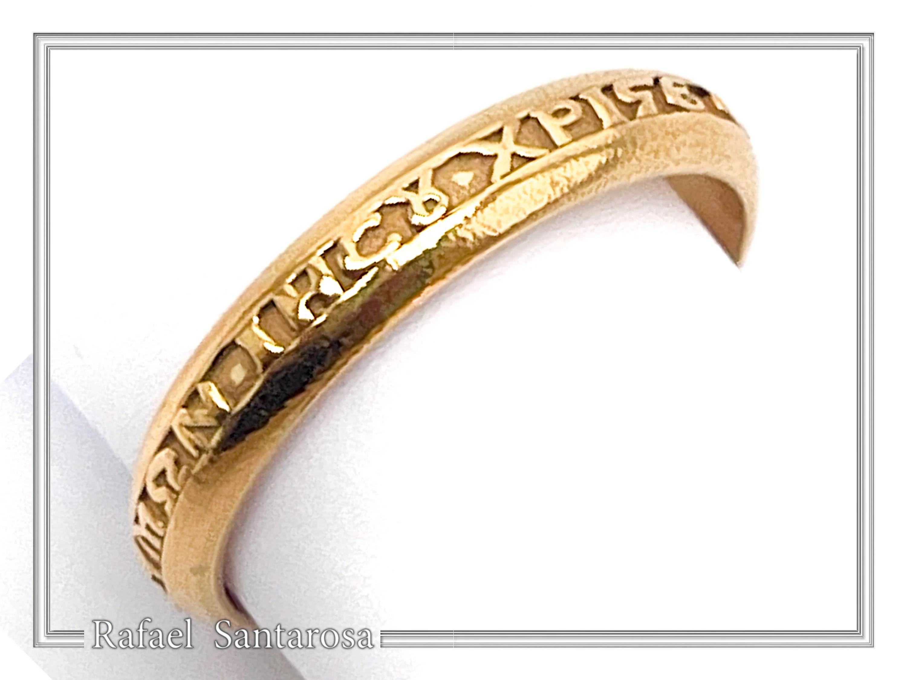 18k Solid Gold Jesus Have Mercy on Me Prayer Ring: Handcrafted Christian Wedding Band — additional product image 7 from Rafael Santarosa Fine Jewelry