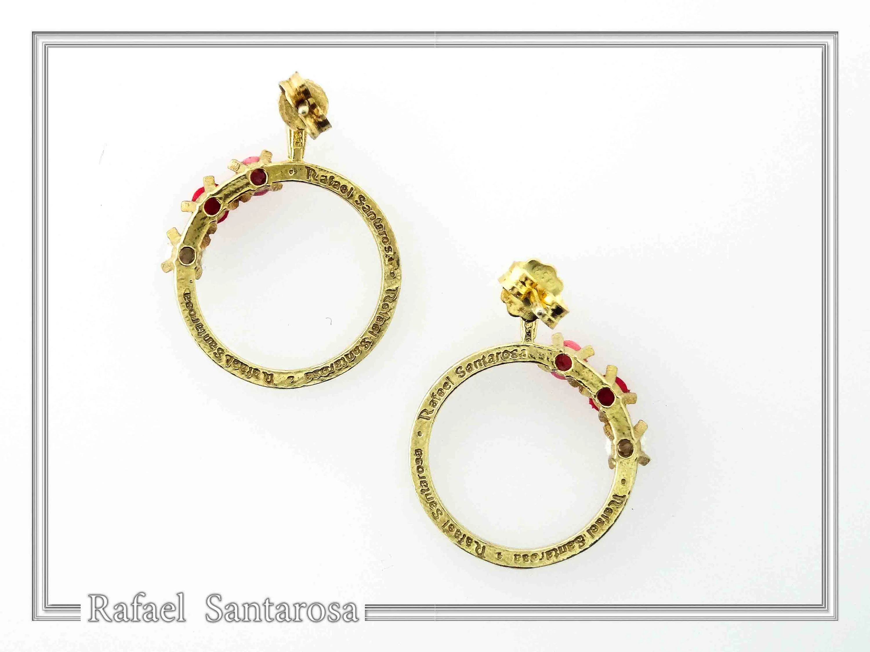 Alabaster Rose Flowers Gems Hoops Floral Earrings for Girls: Sterling Silver 18K Gold Filled — additional product image 6 from Rafael Santarosa Fine Jewelry