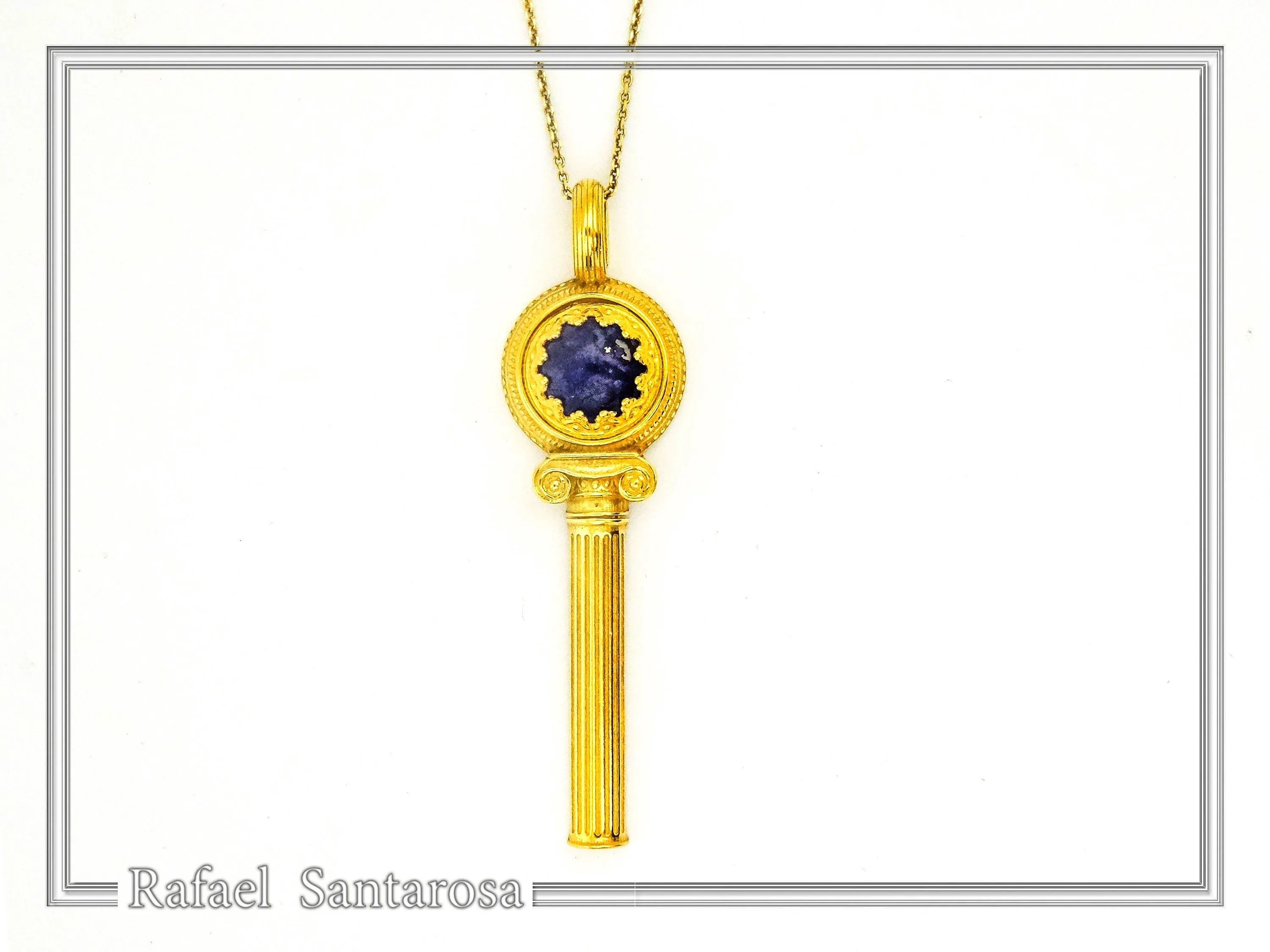 Lapis Lazuli Pendant Ancient Greek Column Necklace: 18K Gold Filled Sterling Silver — additional product image 5 from Rafael Santarosa Fine Jewelry