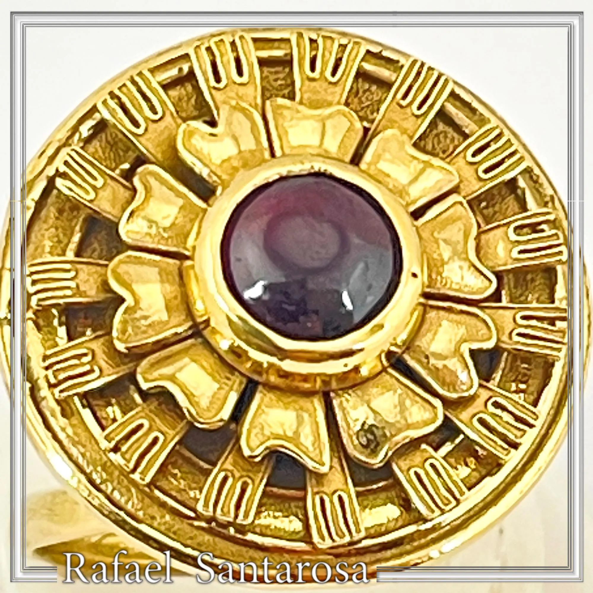 Ancient Greek Garnet Ring Sterling Silver 18K Gold Filled Archeological Museum Inspired — additional product image 4 from Rafael Santarosa Fine Jewelry