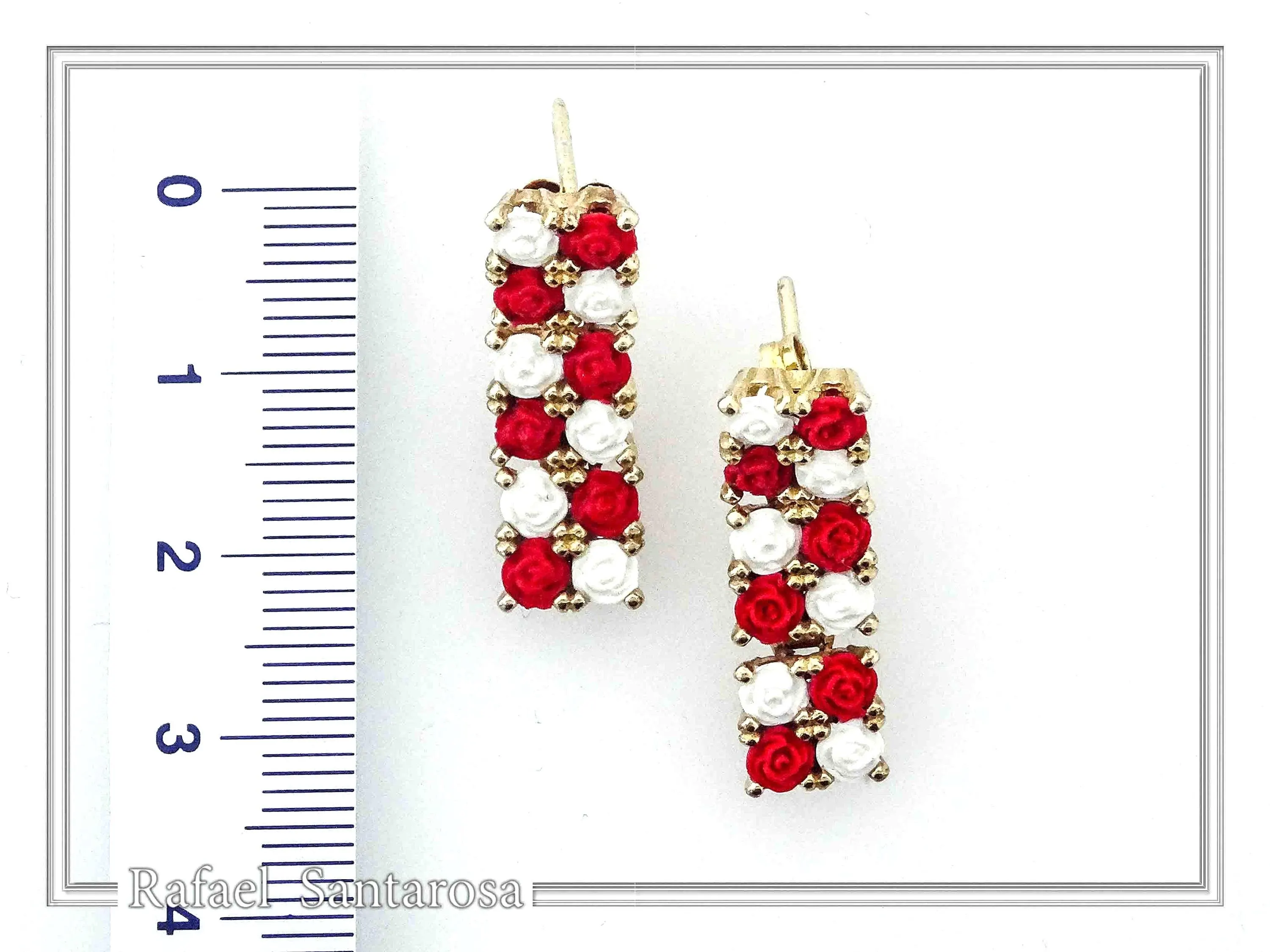 Rose Flowers alabaster gems pave Earrings: Sterling Silver Gold-Filled Floral Studs — additional product image 5 from Rafael Santarosa Fine Jewelry