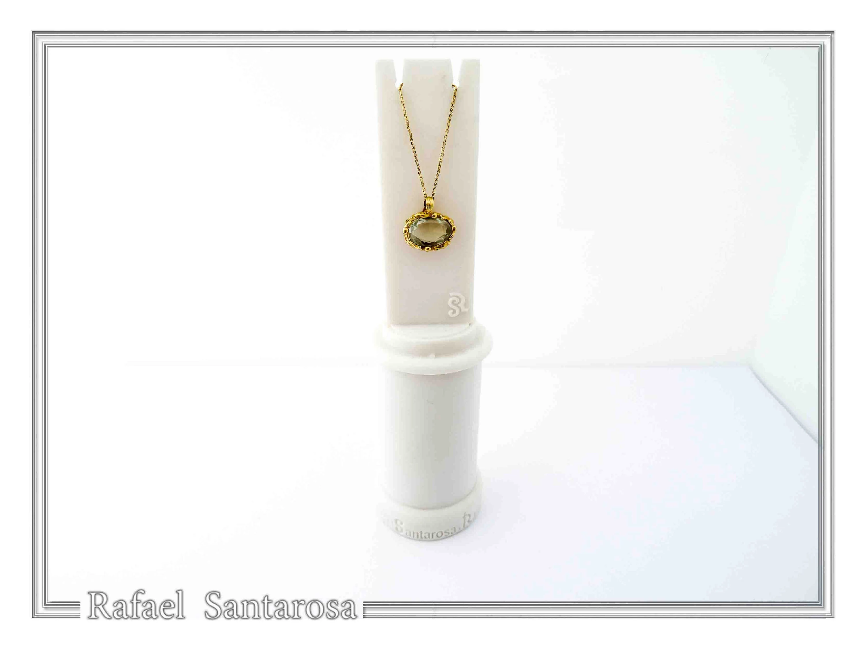 Natural Sky-Blue Topaz Pendant: Floral Bezel 18K Gold-Filled Sterling Silver Charm — additional product image 5 from Rafael Santarosa Fine Jewelry