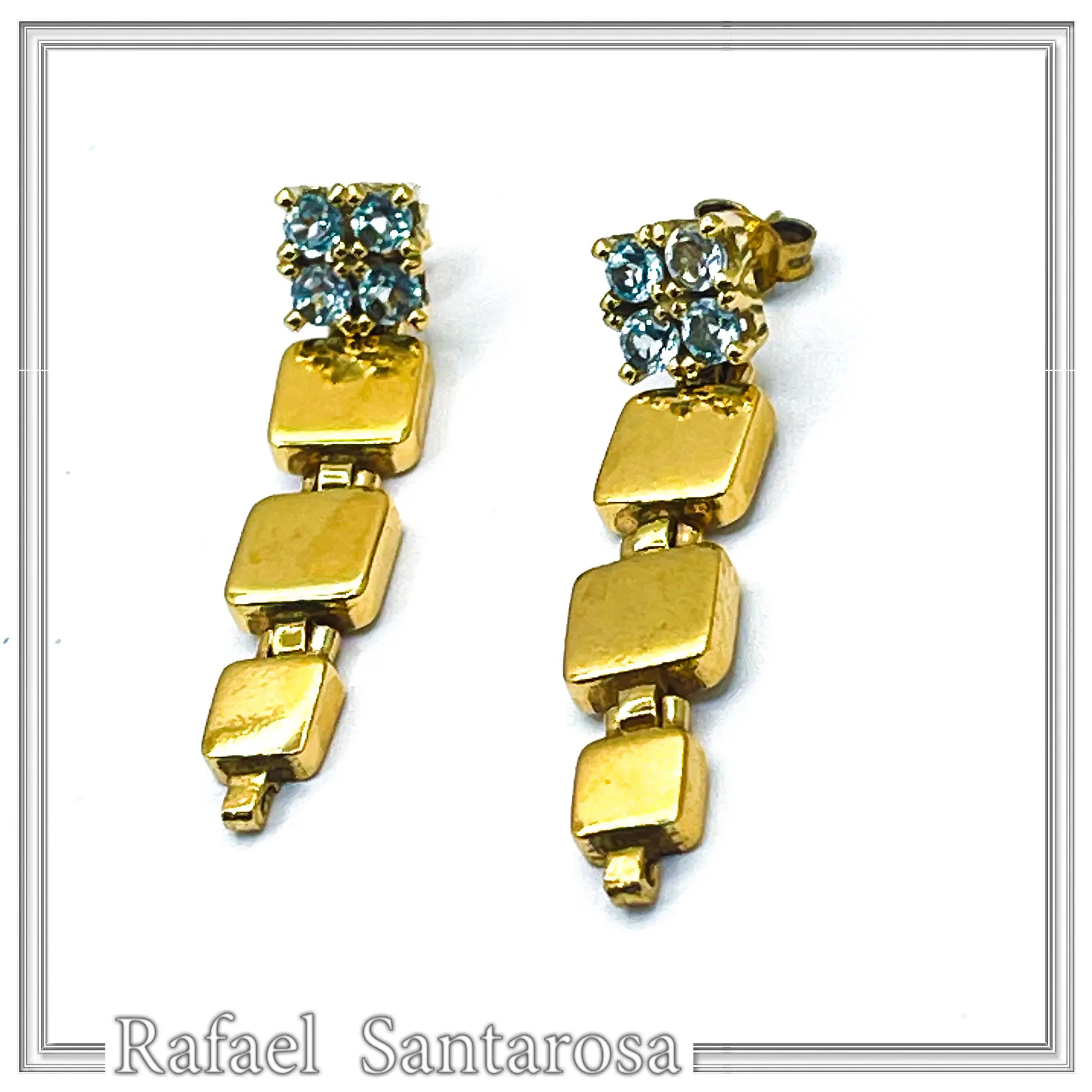 Natural Sky Blue Topaz Dangle Earrings Sterling Silver 18k Gold Filled — additional product image 7 from Rafael Santarosa Fine Jewelry