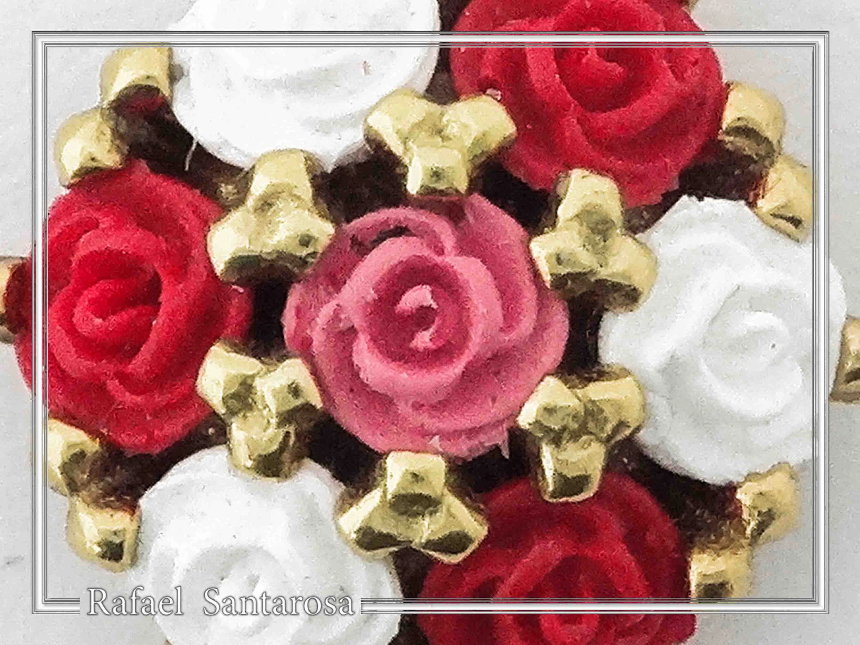 Handmade Alabaster Rose Flowers Necklace: Sterling Silver 18K Gold Filled Floral Pendant — additional product image 4 from Rafael Santarosa Fine Jewelry