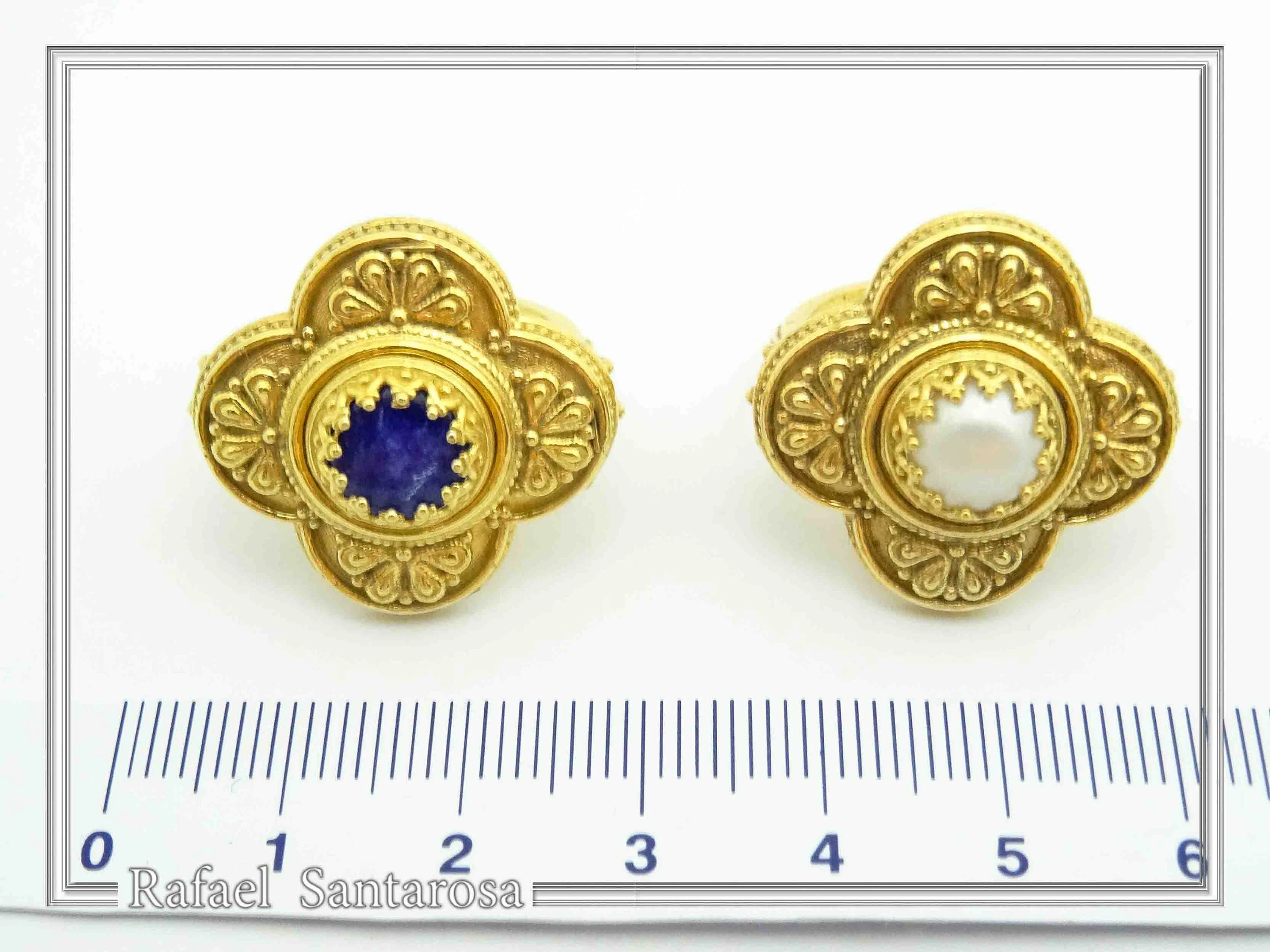Byzantine Christian Cross Genuine Lapis Lazuli Ring: 18K Gold Filled Sterling Silver Filigree — additional product image 6 from Rafael Santarosa Fine Jewelry