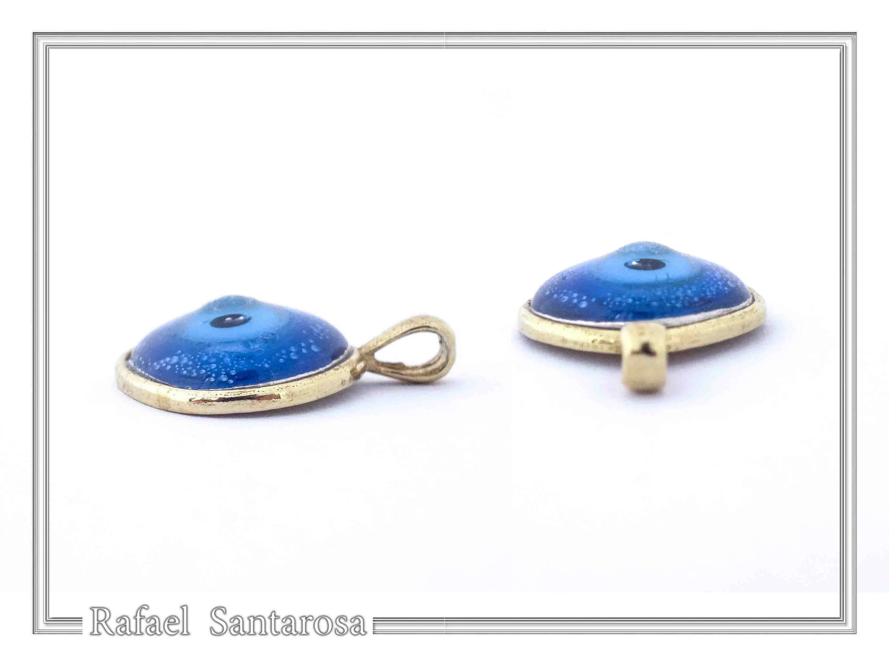 Evil Eye Talisman Against Evil Necklace: Sky Blue Enamel, 18K Gold-Filled Sterling Silver — additional product image 6 from Rafael Santarosa Fine Jewelry