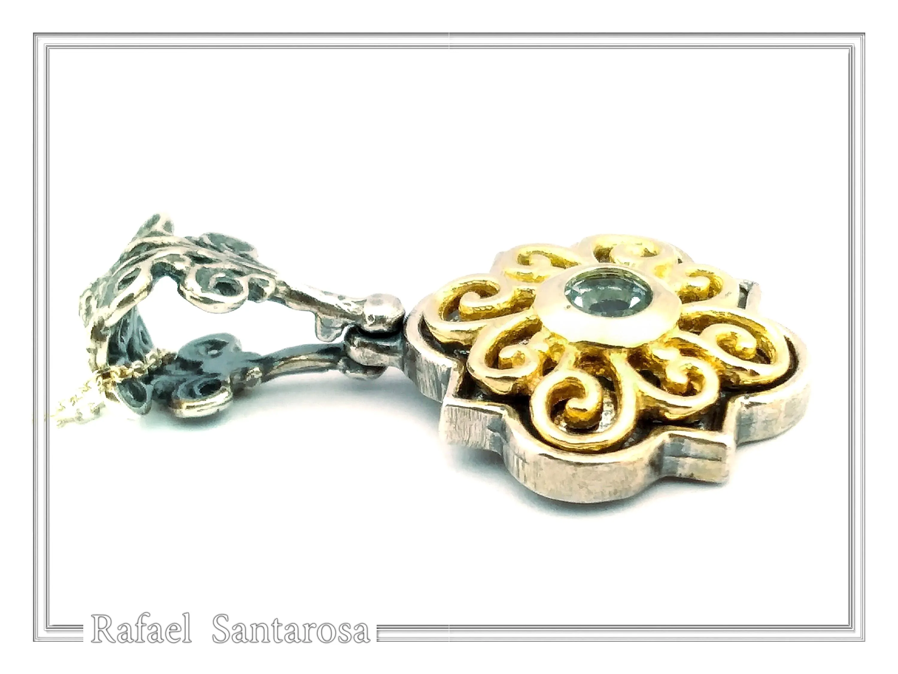 Genuine Peridot, Amethyst, Topaz, Pearl or Garnet Byzantine Necklace: Oxidized and Gold Filed Silver — additional product image 4 from Rafael Santarosa Fine Jewelry