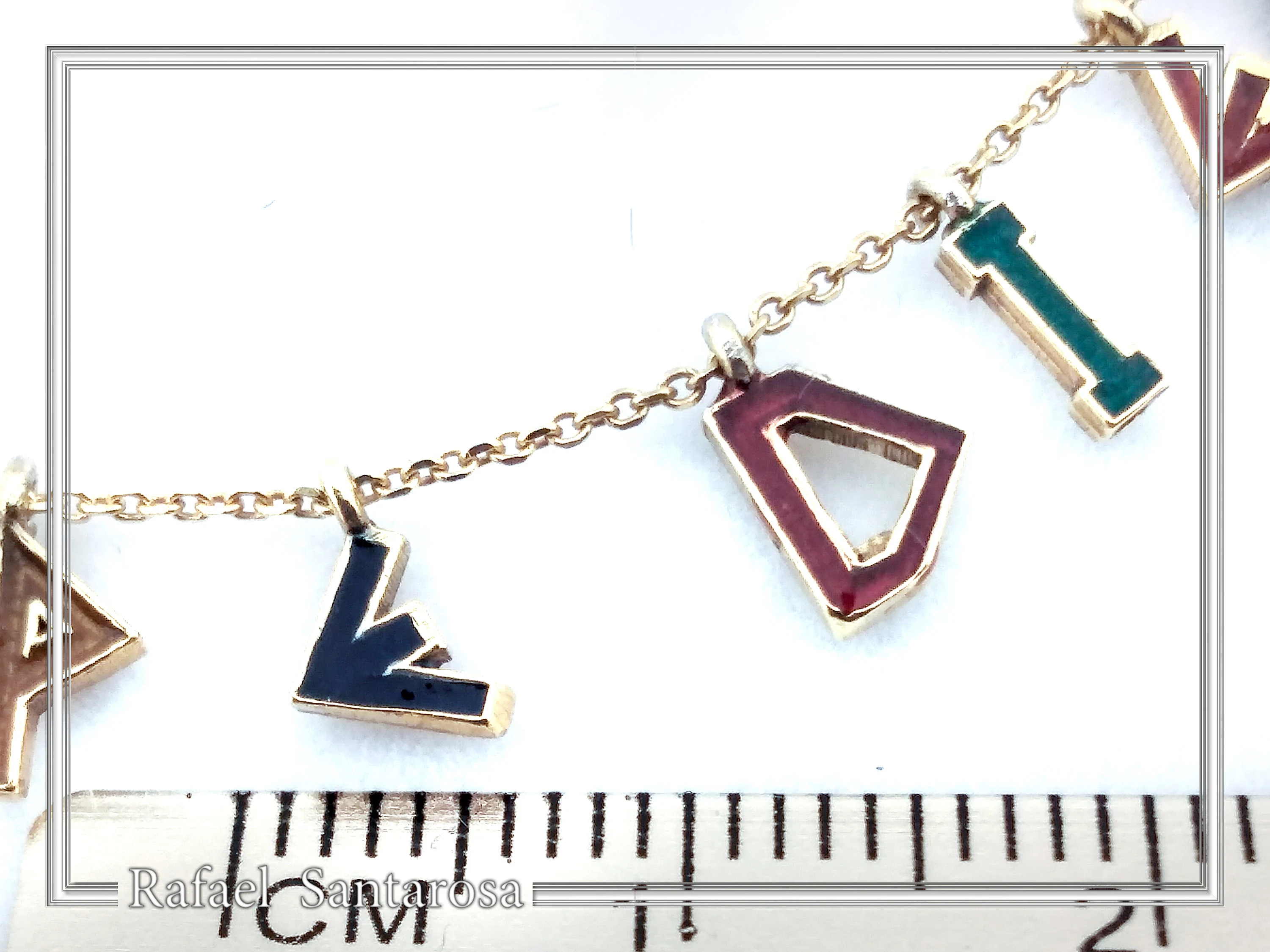 Personalized Carpe Diem Necklace: Gold Filled Silver Beaded Charm, Enamel Latin Font — additional product image 9 from Rafael Santarosa Fine Jewelry