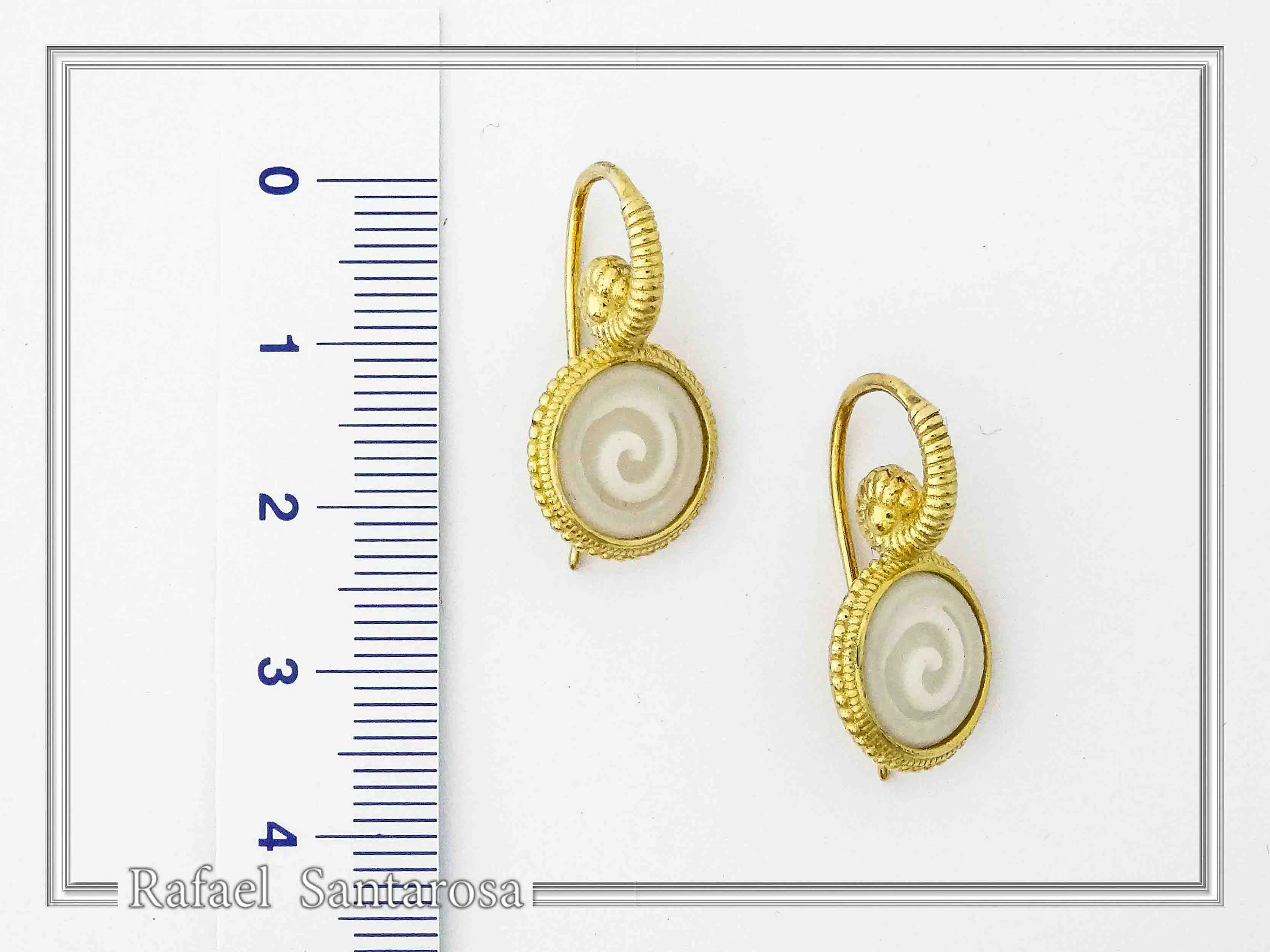 Greek Spiral Marble Engraved Earrings: 18K Gold-Filled Sterling Silver Greek Museum Replica — additional product image 8 from Rafael Santarosa Fine Jewelry
