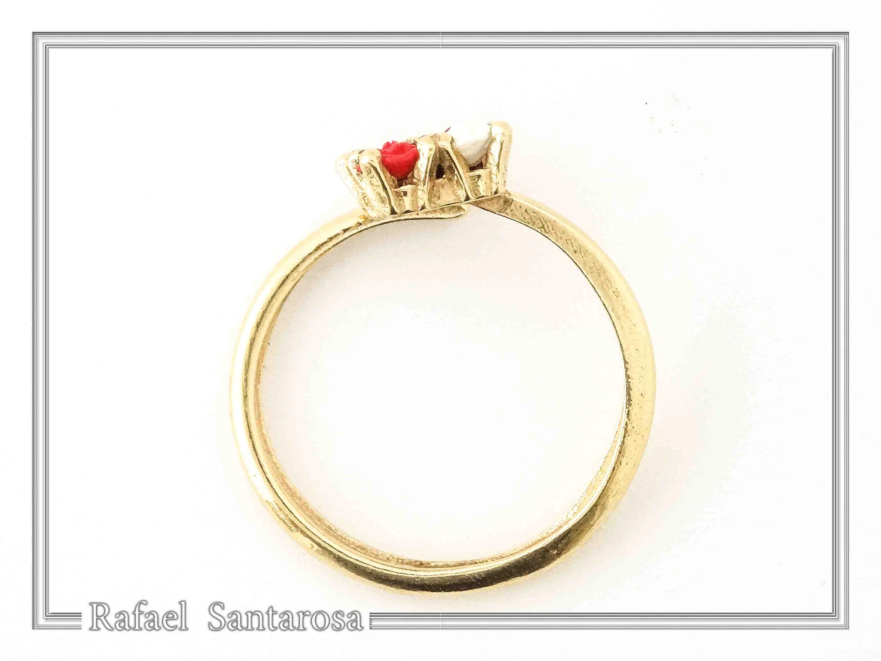 Alabaster Gems Rose Flower shaped Adjustable Ring: Sterling Silver 18K Gold-Filled, Floral Jewelry — additional product image 9 from Rafael Santarosa Fine Jewelry