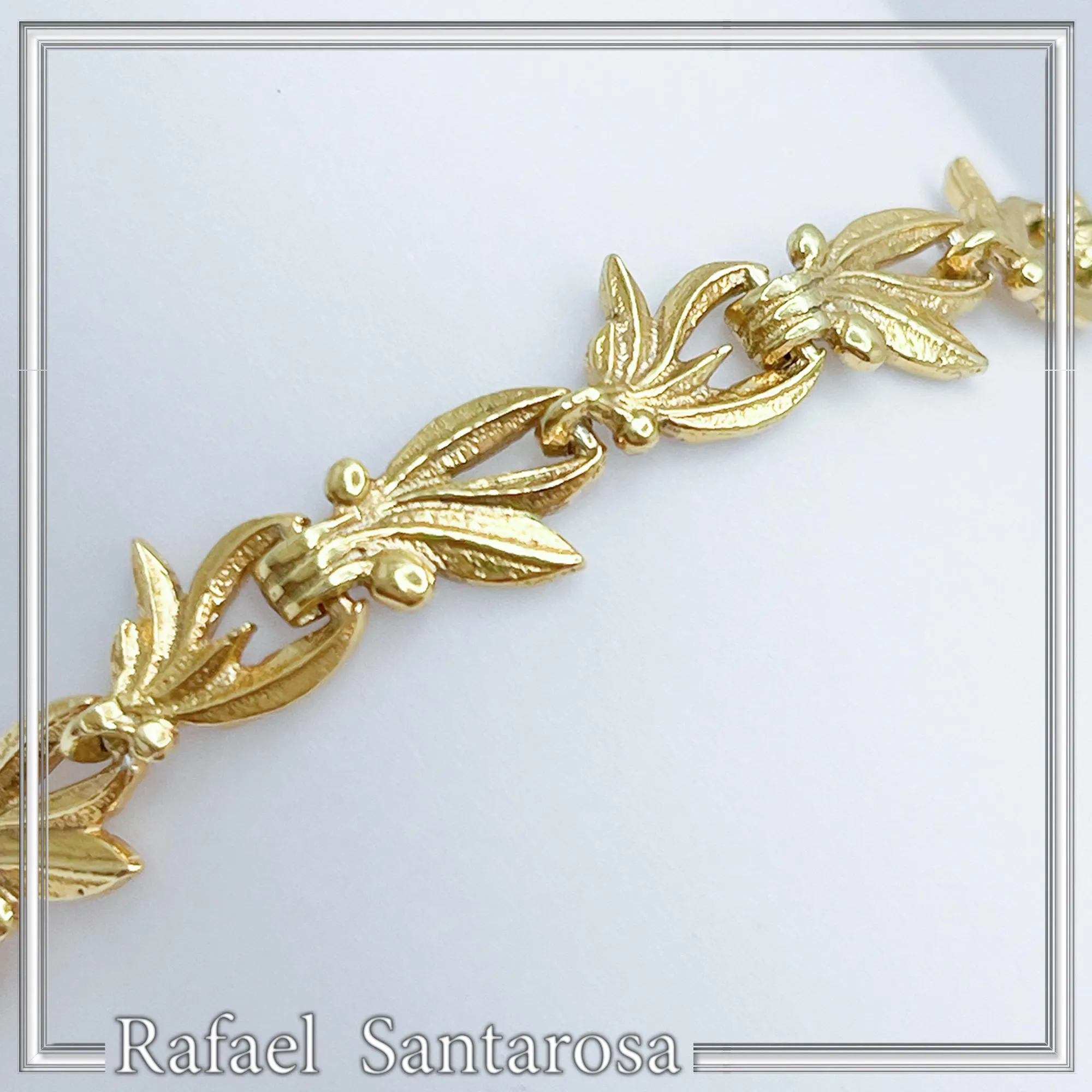 Olive Leaf Floral Beaded Bracelet: Sterling Silver 18K Gold Filled Greek Museum Jewelry — additional product image 7 from Rafael Santarosa Fine Jewelry