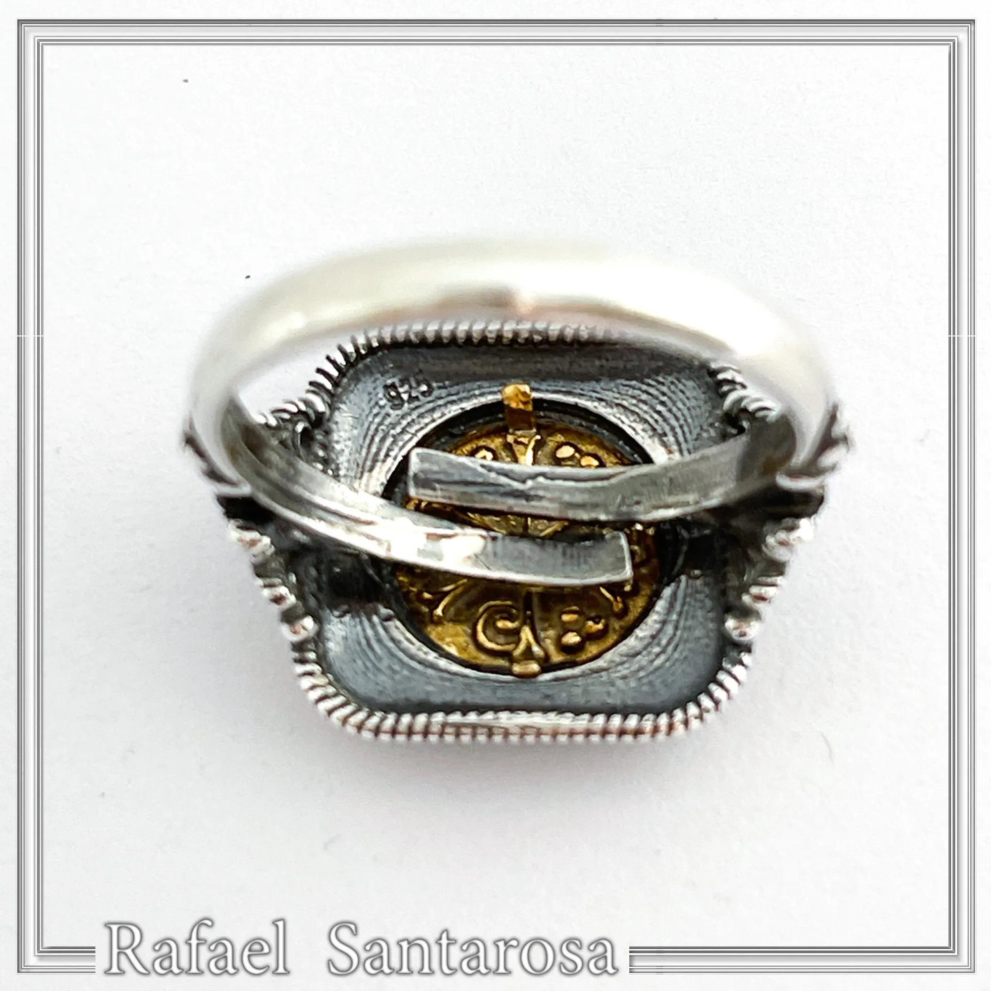 18K Sold Gold Jesus Victorious ICXC NIKA Ring: Oxidized Sterling Silver Byzantine Talisman — additional product image 6 from Rafael Santarosa Fine Jewelry