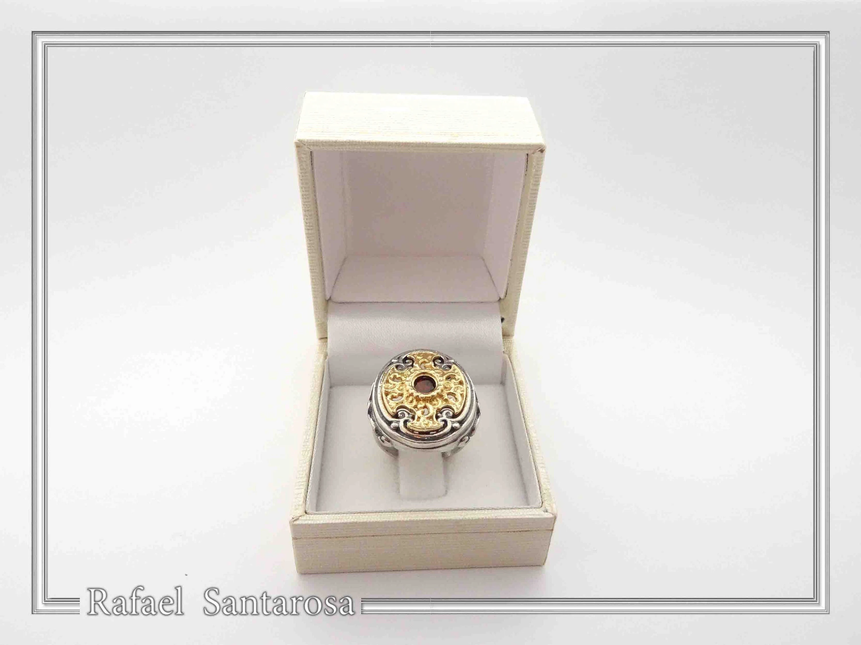 Byzantine Natural Garnet Ring for Her: Oxidized and 18K Gold filled Sterling Silver — additional product image 8 from Rafael Santarosa Fine Jewelry