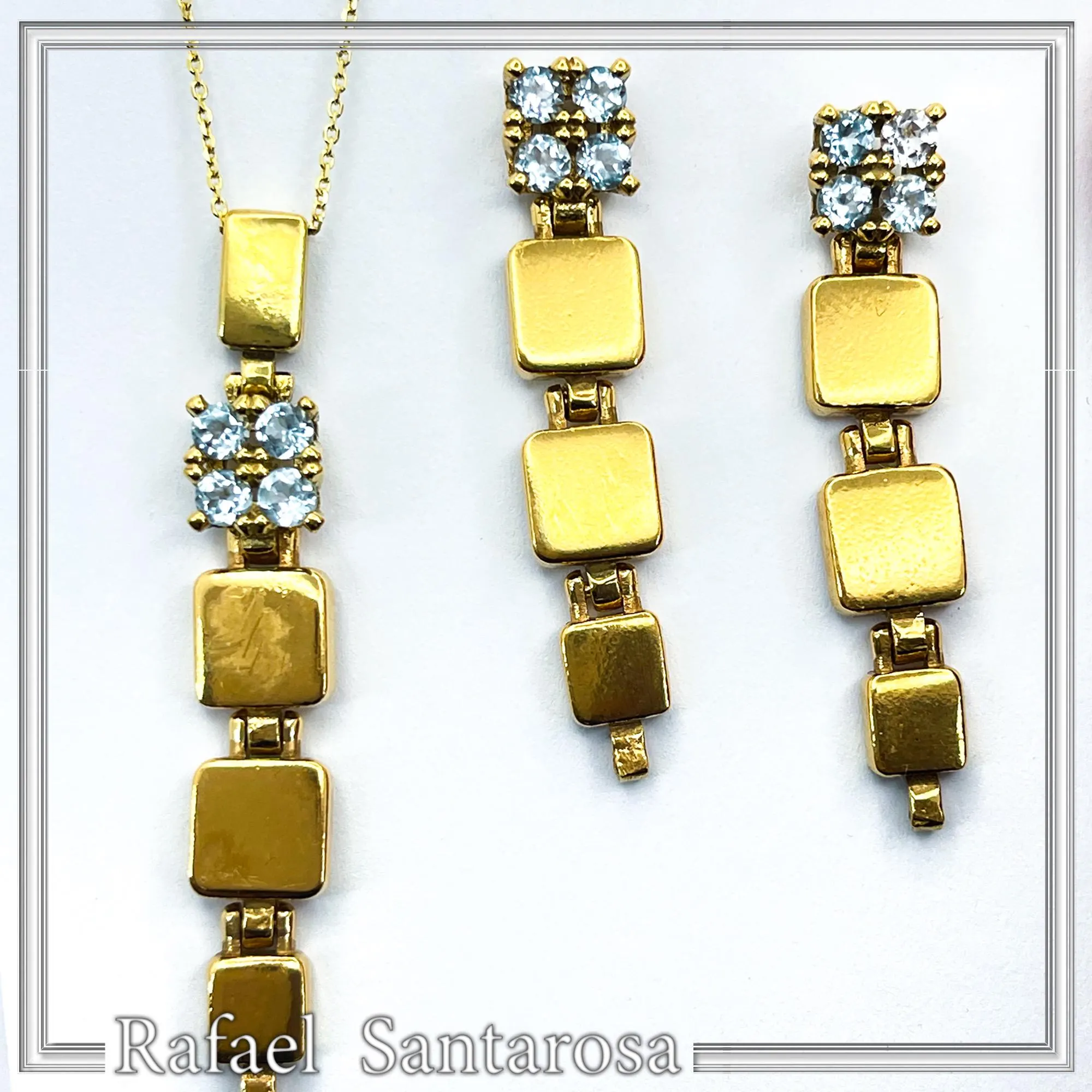 Natural Sky Blue Topaz Dangle Earrings Sterling Silver 18k Gold Filled — additional product image 8 from Rafael Santarosa Fine Jewelry
