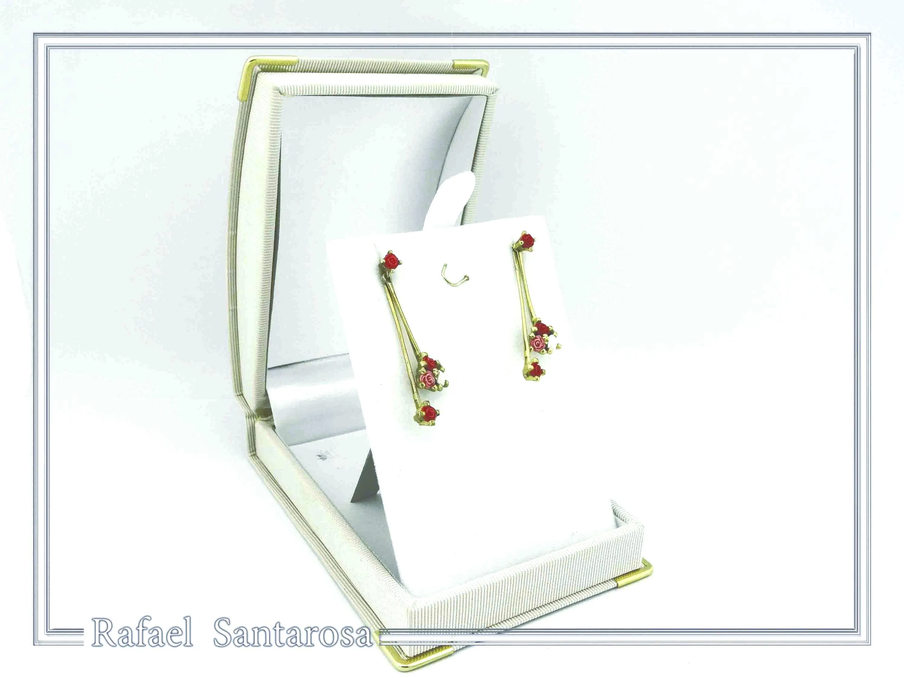 Red Rose Dangle Earrings: 18K Gold Filled Sterling Silver Floral Bouquet — additional product image 9 from Rafael Santarosa Fine Jewelry