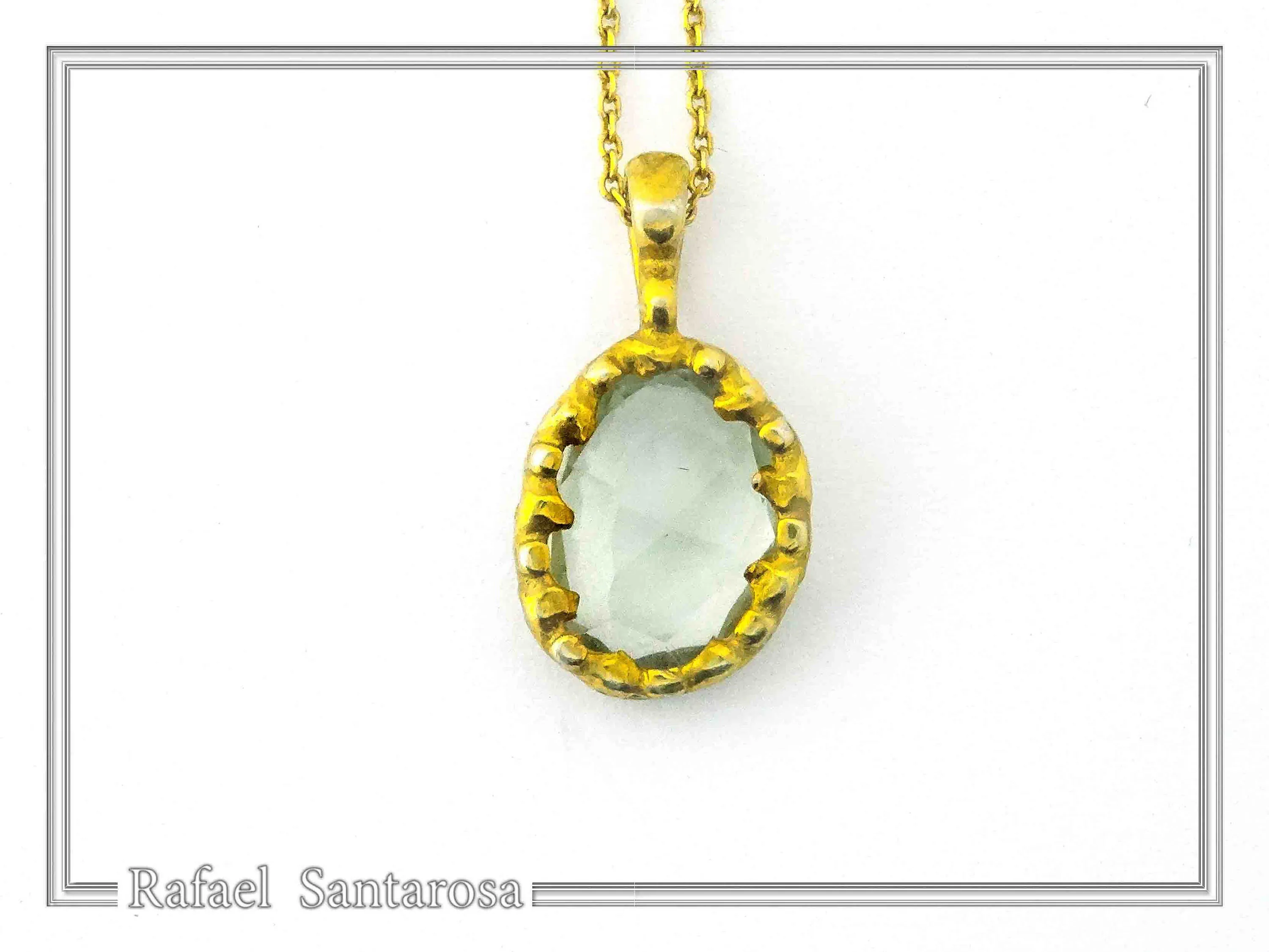 Filigree Bezel on Natural Sky Blue Topaz Pendant: Sterling Silver 18K Gold-Filled — additional product image 5 from Rafael Santarosa Fine Jewelry
