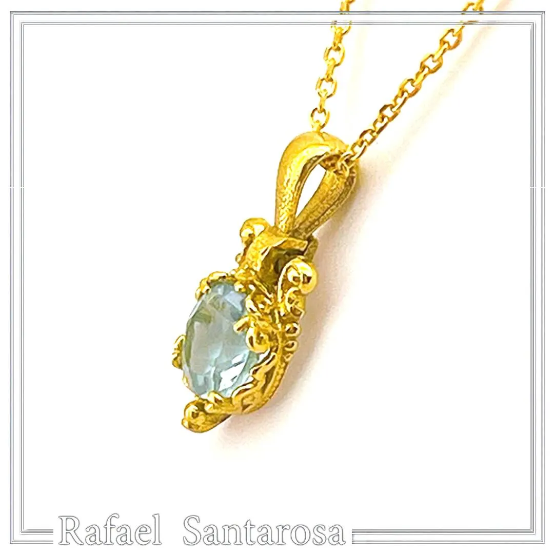 Natural Topaz Filigree Charm Necklace: 18K Gold-Filled Sterling Silver Delicate Tiny Pendant — additional product image 2 from Rafael Santarosa Fine Jewelry