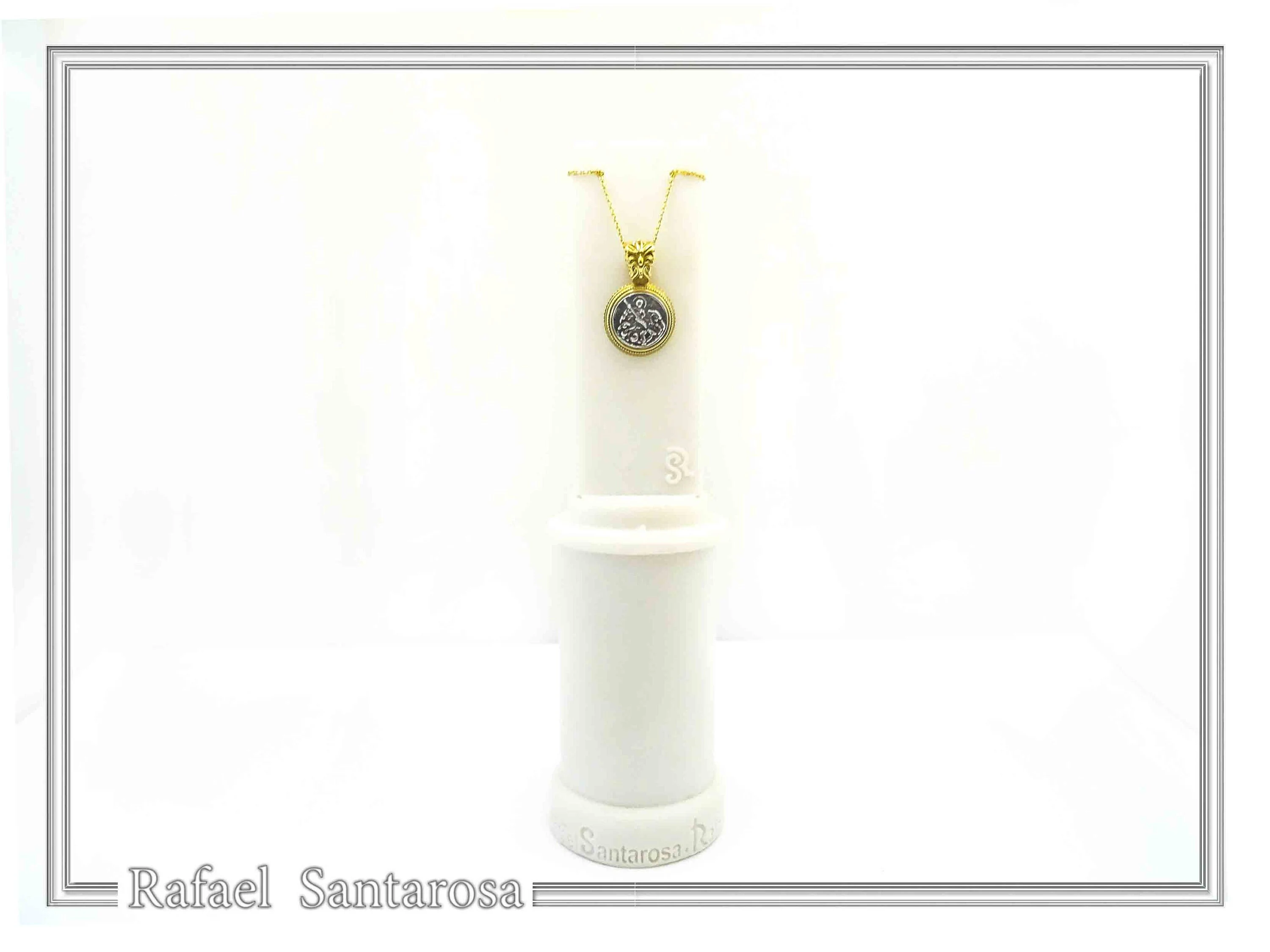 St. George Killing Dragon Jesus Christ Talisman Pendant: Oxidized and 18K Gold Filled Silver — additional product image 5 from Rafael Santarosa Fine Jewelry