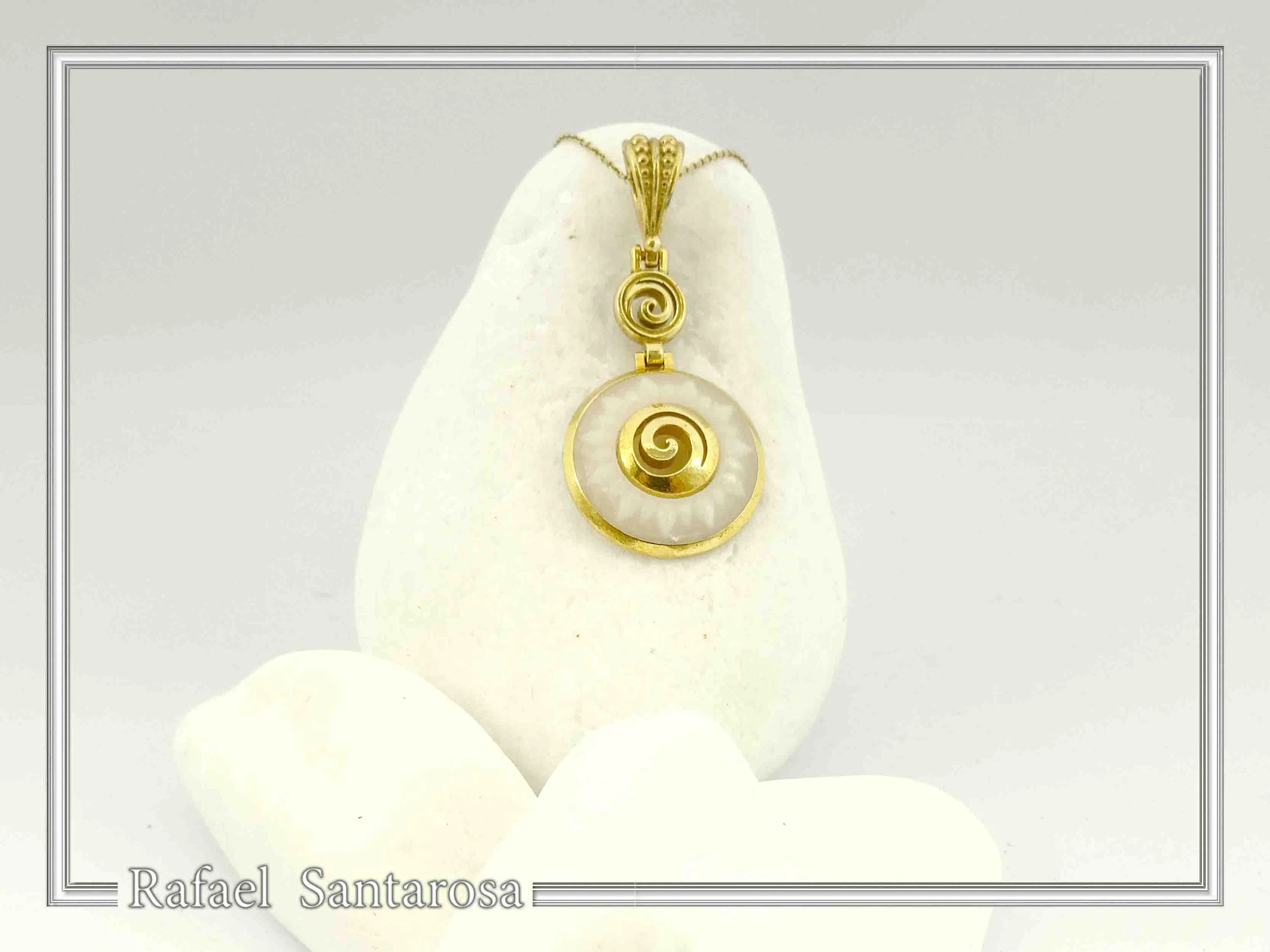 Greek Marble Sunflower Spiral Pendant: 18k Gold-Filled Sterling Silver Necklace — additional product image 4 from Rafael Santarosa Fine Jewelry