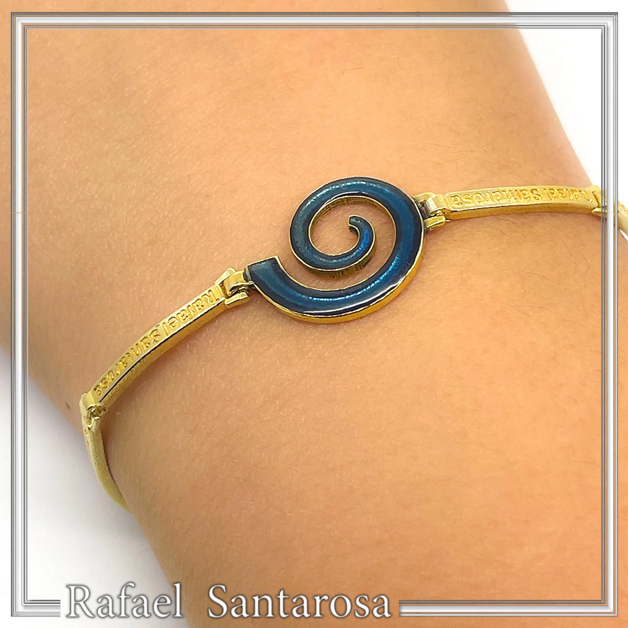 Spiral Sea Blue Enamel Charm Bracelet: Eternity Symbol of Galaxy 18K Gold Filled Silver — additional product image 6 from Rafael Santarosa Fine Jewelry
