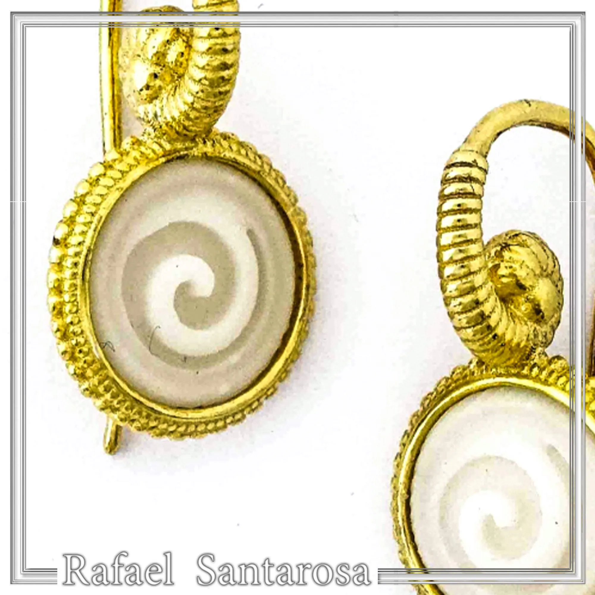 Greek Spiral Marble Engraved Earrings: 18K Gold-Filled Sterling Silver Greek Museum Replica — additional product image 2 from Rafael Santarosa Fine Jewelry