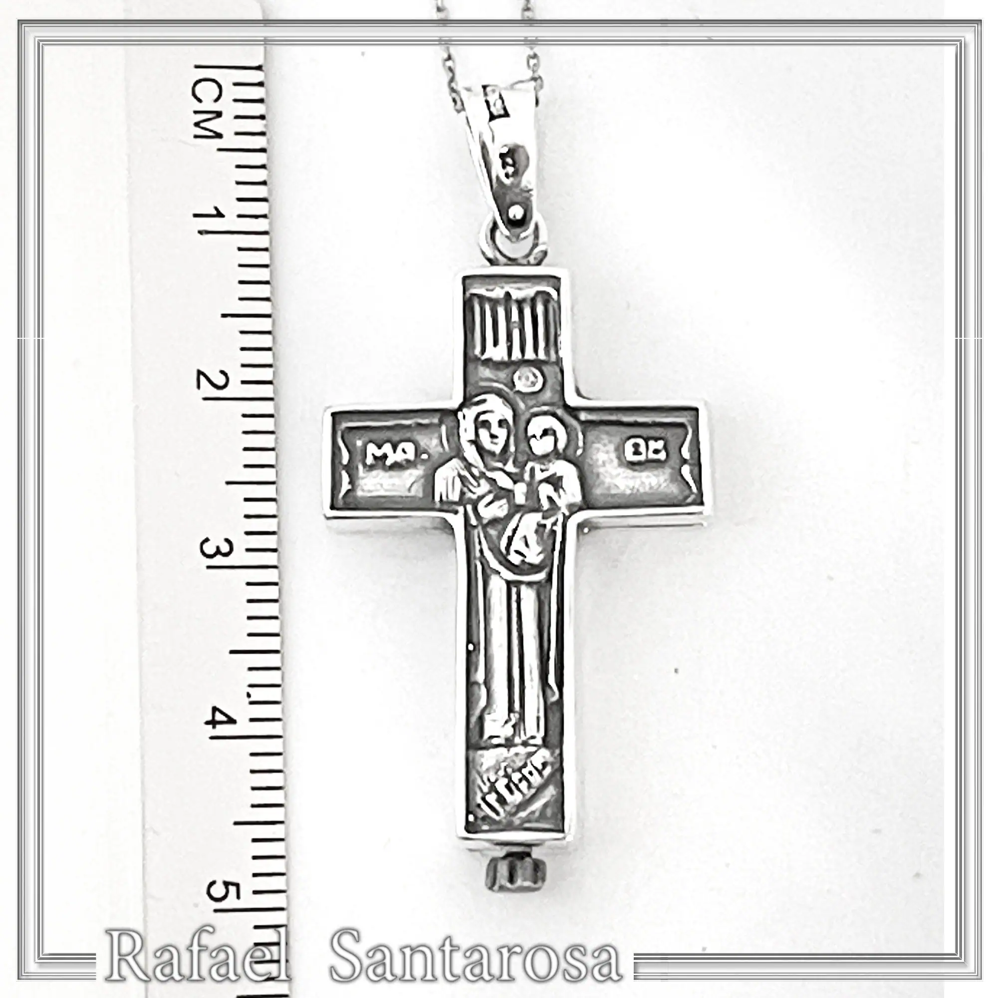 Byzantine Relic Holder Reliquary Cross Pendant: Oxidized Sterling Silver Cross for Men — additional product image 7 from Rafael Santarosa Fine Jewelry