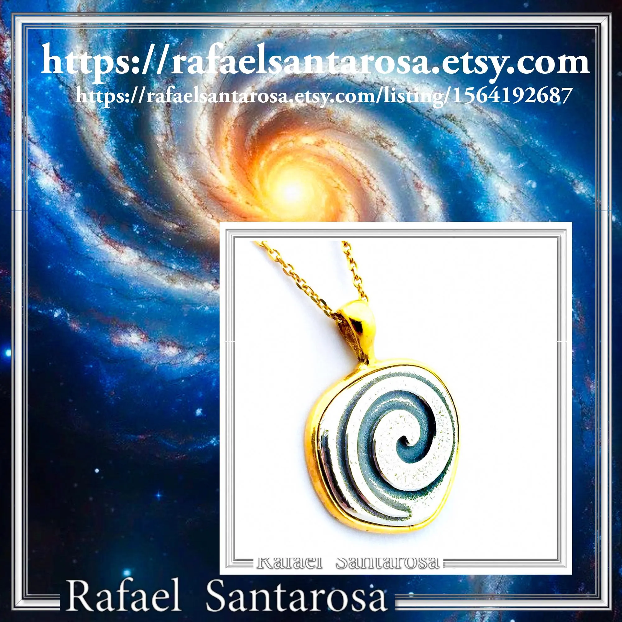 Spiral of Eternity Necklace: Milkyway Symbol Oxidized & 18K Gold Filled Sterling Silver Pendant — additional product image 10 from Rafael Santarosa Fine Jewelry