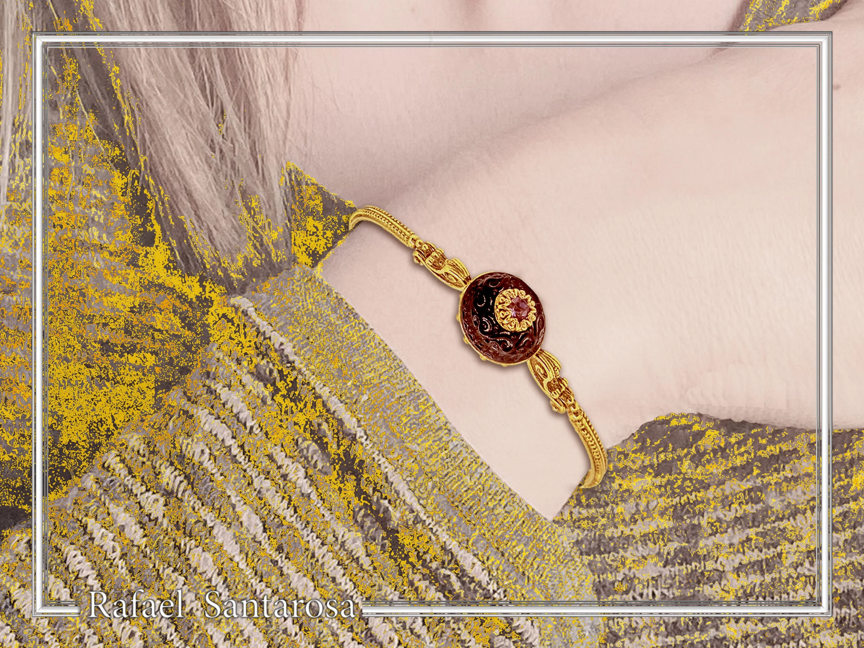 Art Deco Silver Bracelet: Amethyst, Topaz, Garnet, Gold Filled Filigree — additional product image 9 from Rafael Santarosa Fine Jewelry