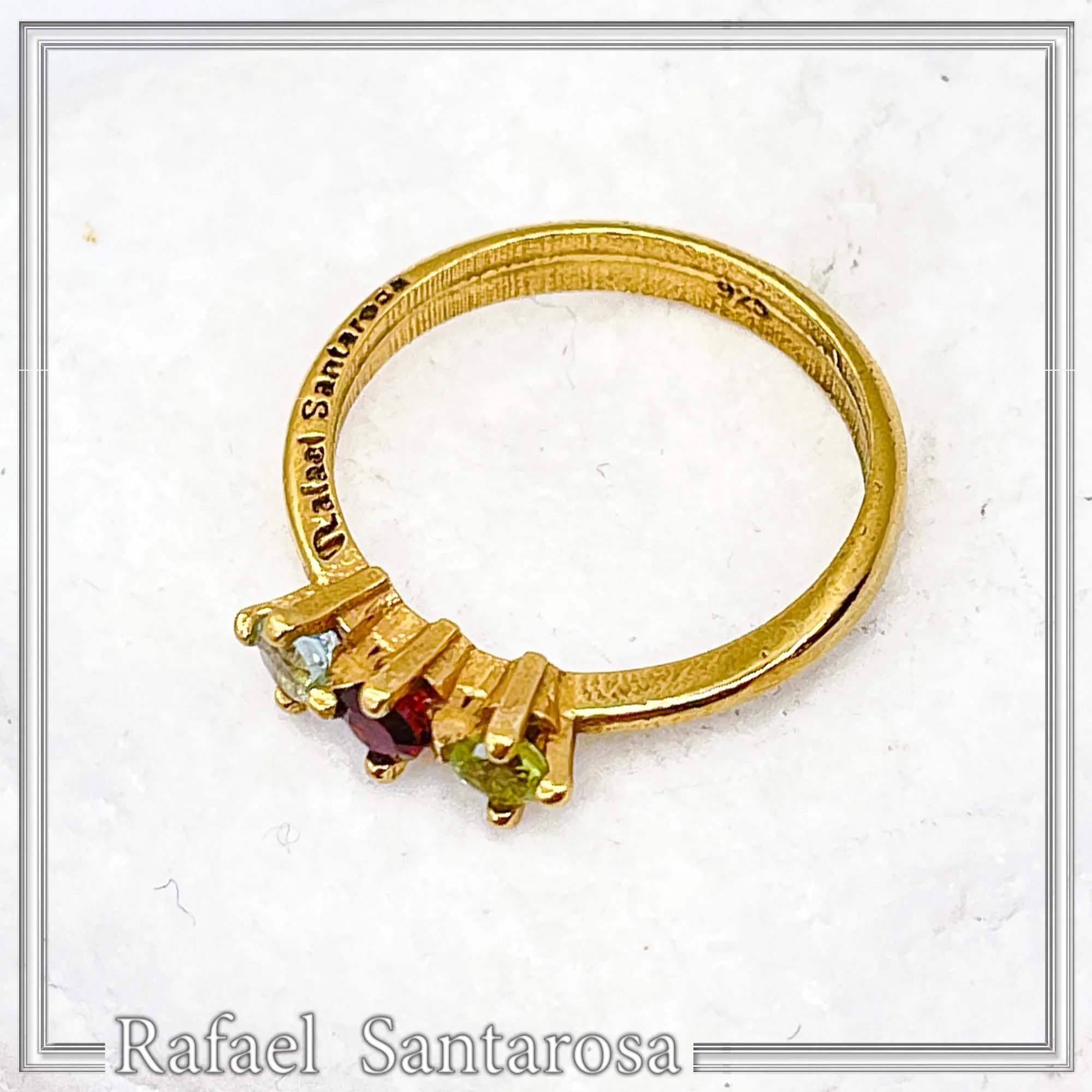 Sterling Silver 18k Gold Filled Ring with Garnet Topaz Peridot Handmade Modern Jewelry Design — additional product image 6 from Rafael Santarosa Fine Jewelry