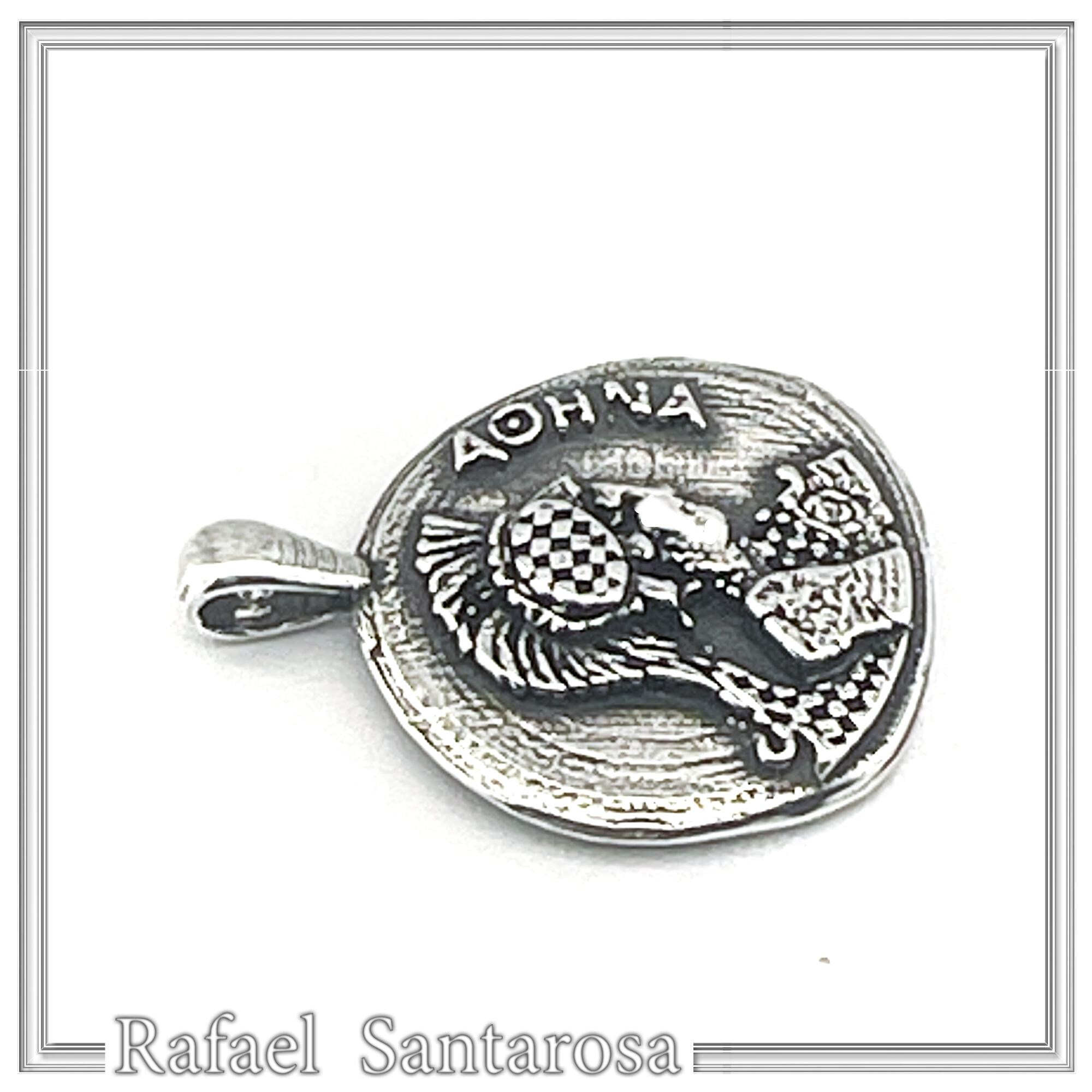 Athena Goddess Victorious Coin Pendant: Greek Museum Replica Oxidized Sterling Silver — additional product image 7 from Rafael Santarosa Fine Jewelry