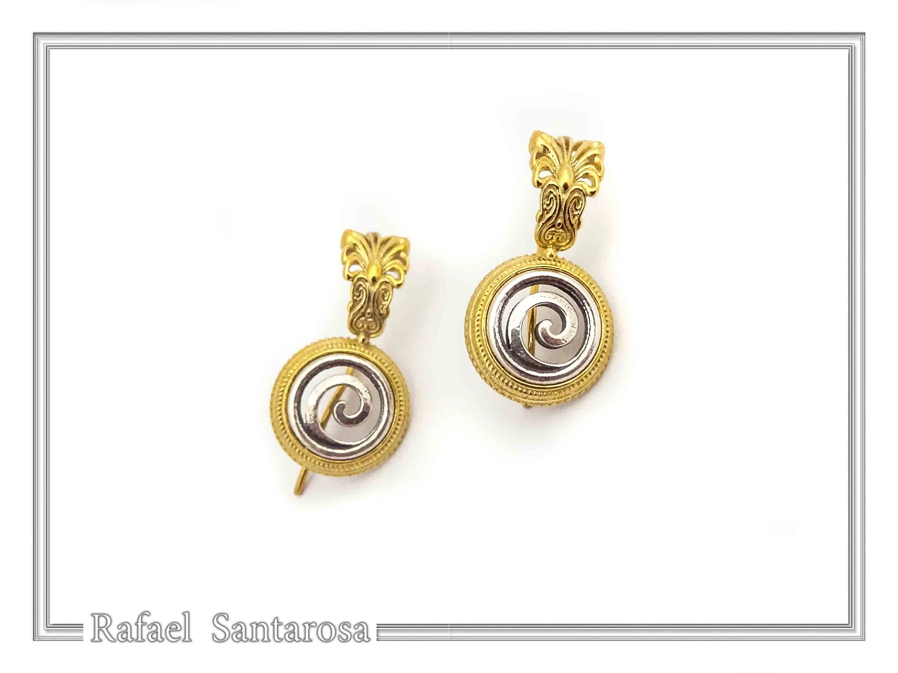 Antefix Greek Spiral Earrings, Sterling Silver, 18k Gold Filled, Hellenic eternity symbol Drop Earrings — additional product image 4 from Rafael Santarosa Fine Jewelry