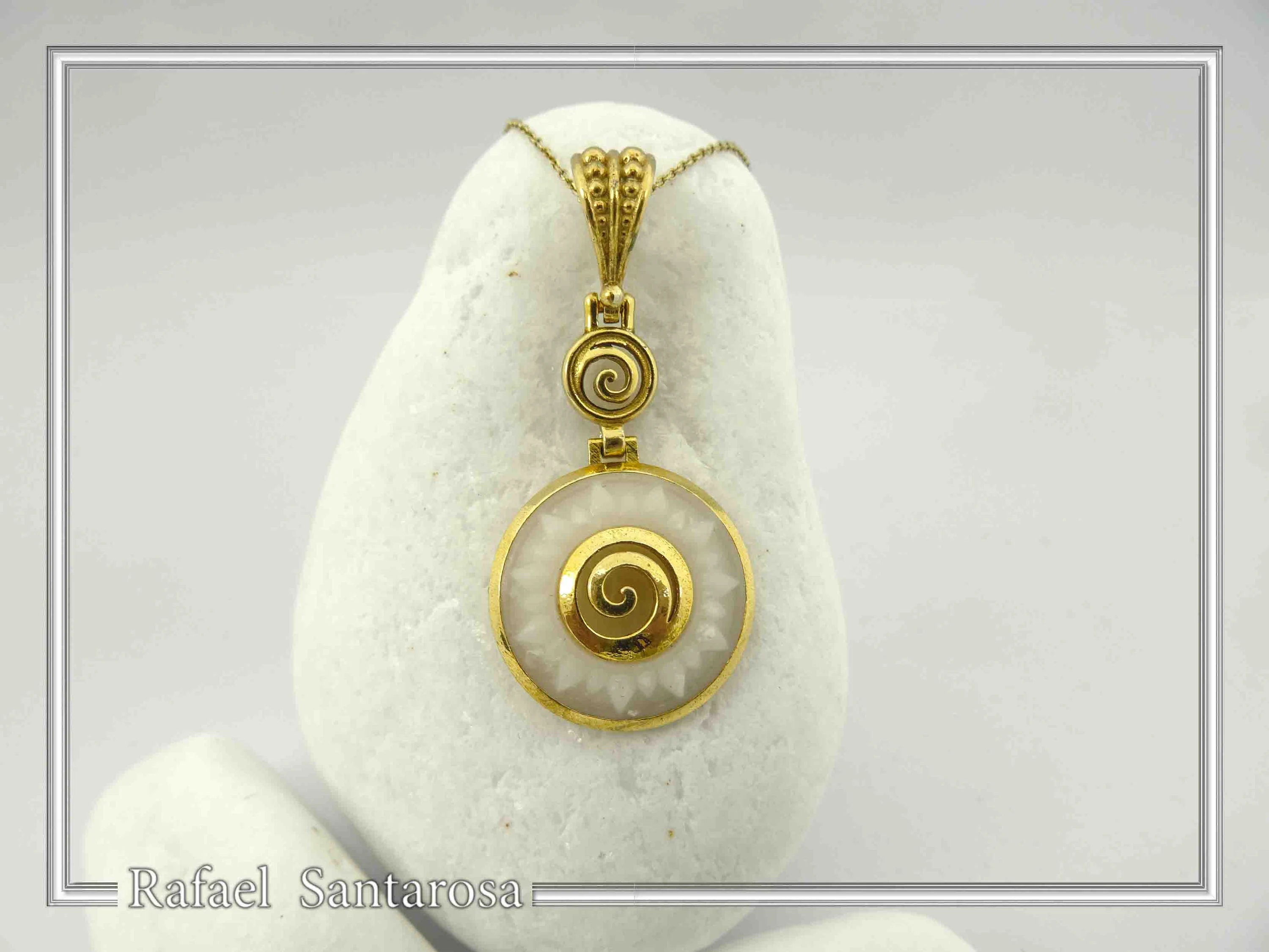 Greek Marble Sunflower Spiral Pendant: 18k Gold-Filled Sterling Silver Necklace — additional product image 5 from Rafael Santarosa Fine Jewelry