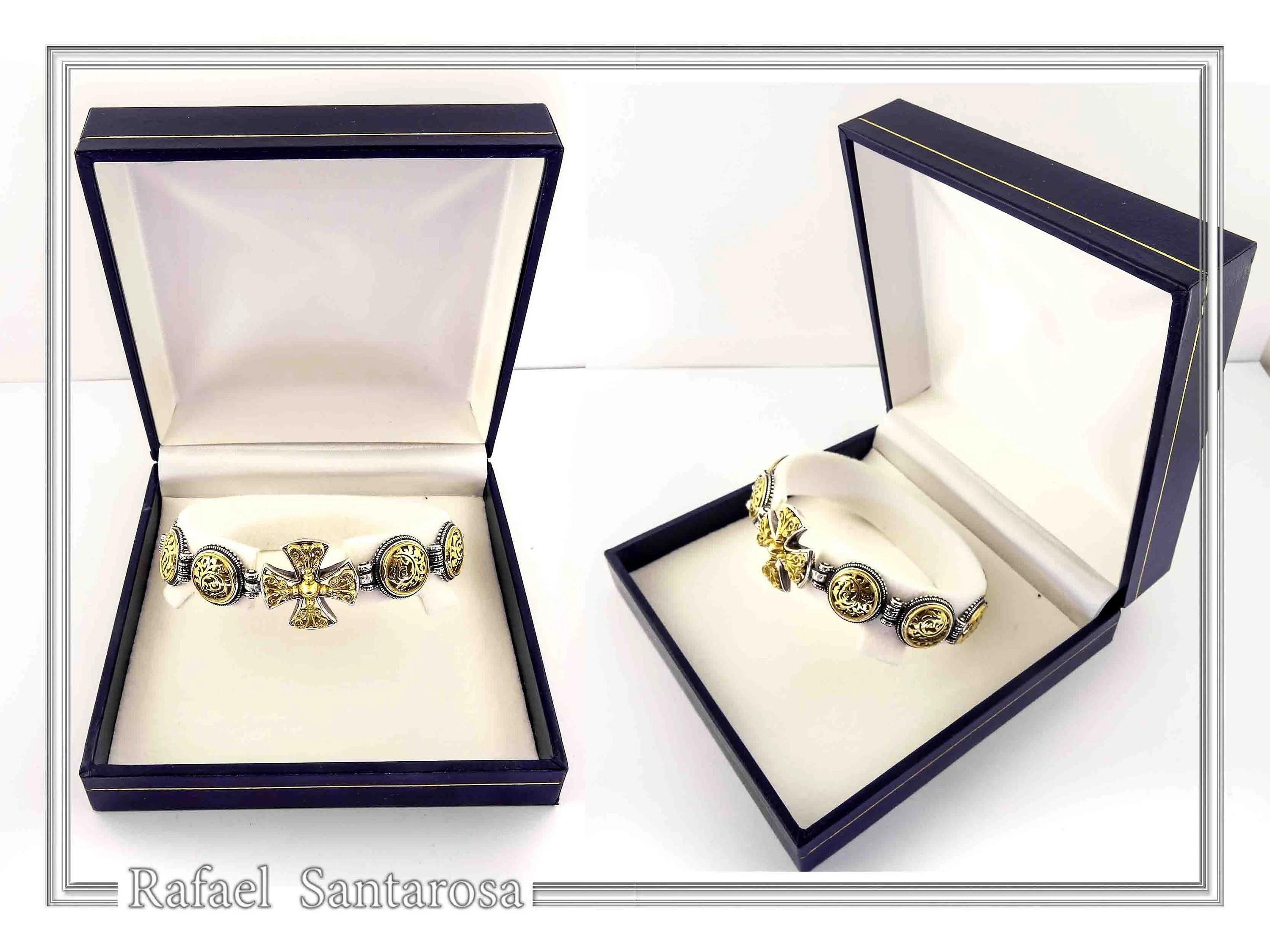 Byzantine Cross beaded Bracelet: handmade 18k Gold Filled and Oxidized Sterling Silver — additional product image 7 from Rafael Santarosa Fine Jewelry