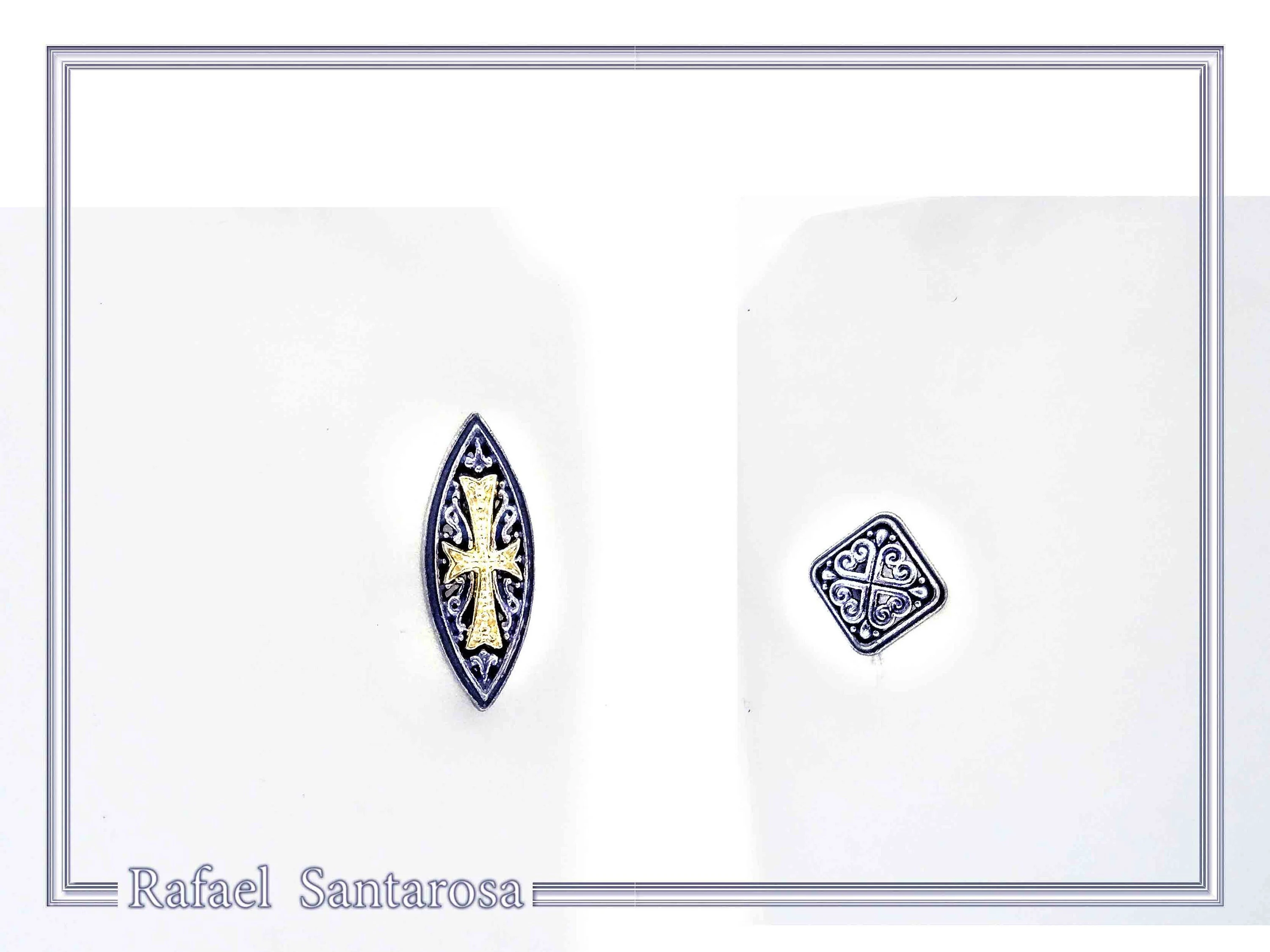 Knights Order of Malta Cross Cufflinks. Johne's order Replica: 18K Gold Filled & Oxidized Silver — additional product image 7 from Rafael Santarosa Fine Jewelry