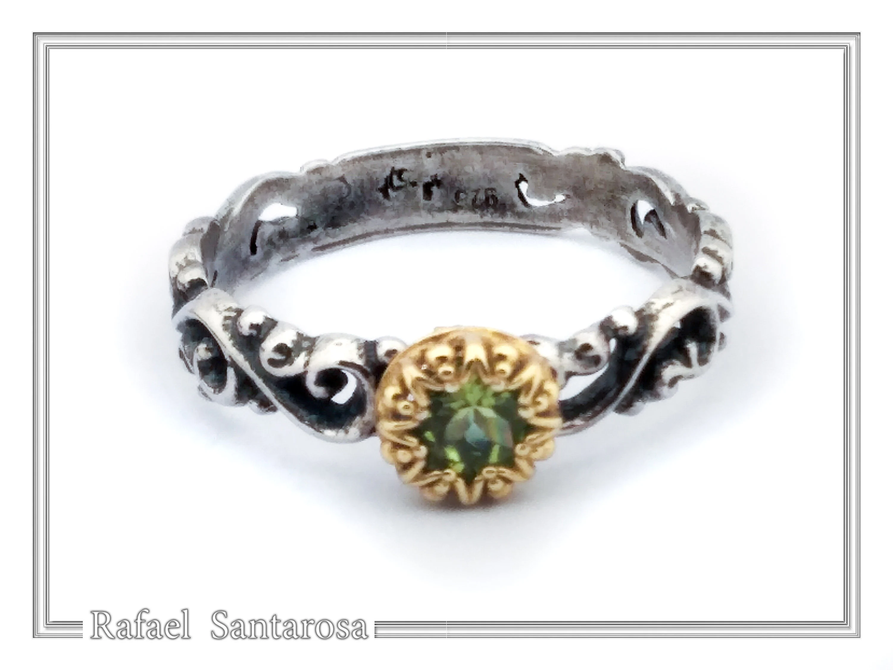 Genuine Gemstones Stacking Ring: Oxidized Sterling Silver & Gold-Filled Bezel — additional product image 7 from Rafael Santarosa Fine Jewelry