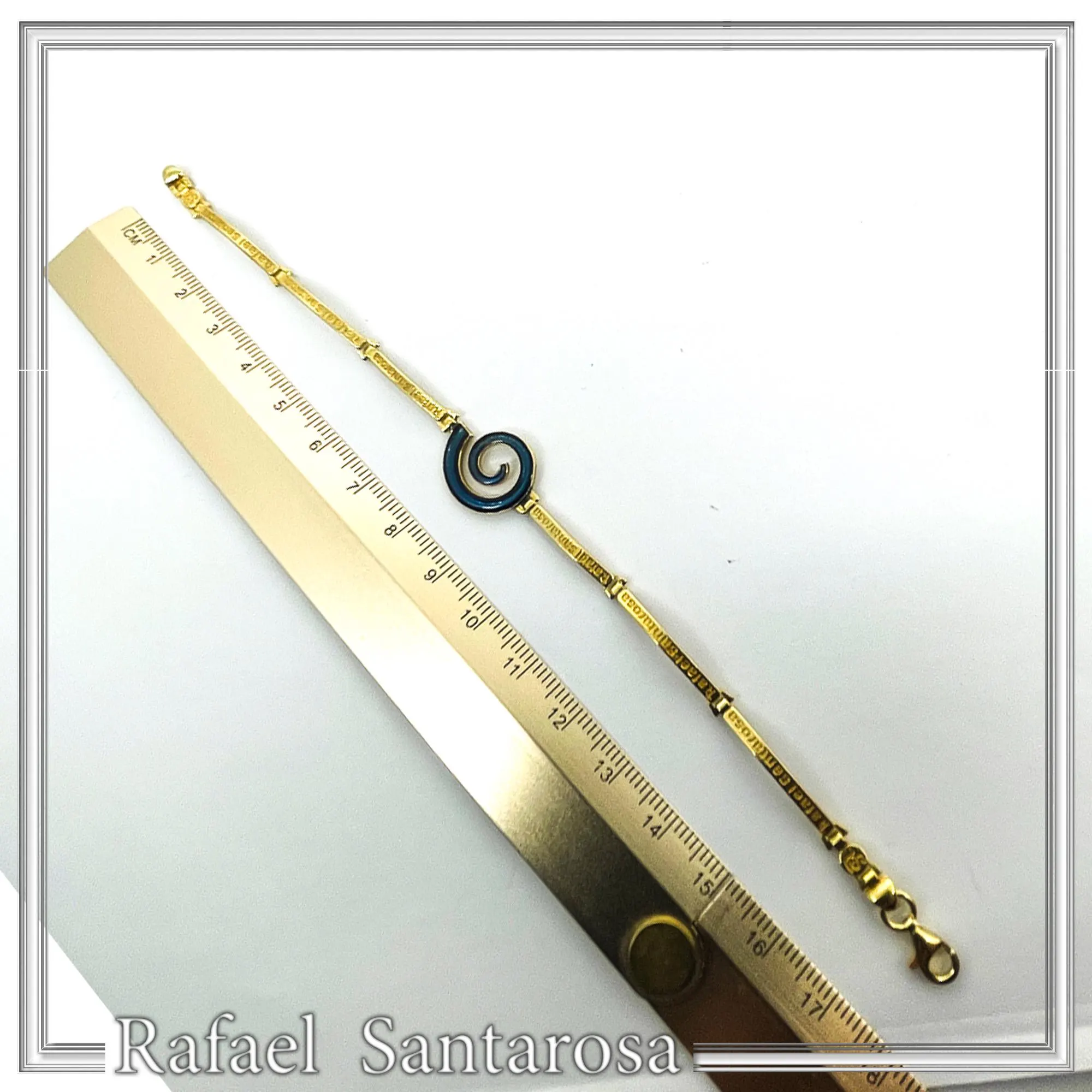 Spiral Sea Blue Enamel Charm Bracelet: Eternity Symbol of Galaxy 18K Gold Filled Silver — additional product image 10 from Rafael Santarosa Fine Jewelry
