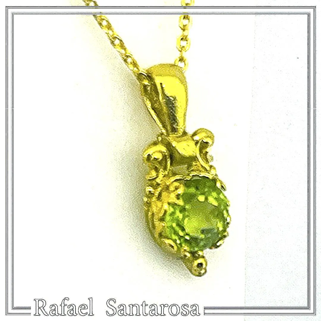 Filigree Genuine Peridot Byzantine Style Charm Necklace: 18K Gold-Filled Sterling Silver Pendant — additional product image 7 from Rafael Santarosa Fine Jewelry