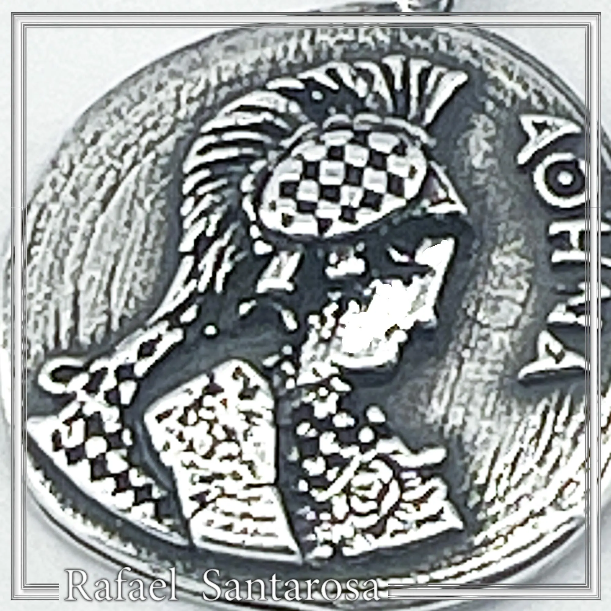 Athena Goddess Victorious Coin Pendant: Greek Museum Replica Oxidized Sterling Silver — additional product image 8 from Rafael Santarosa Fine Jewelry