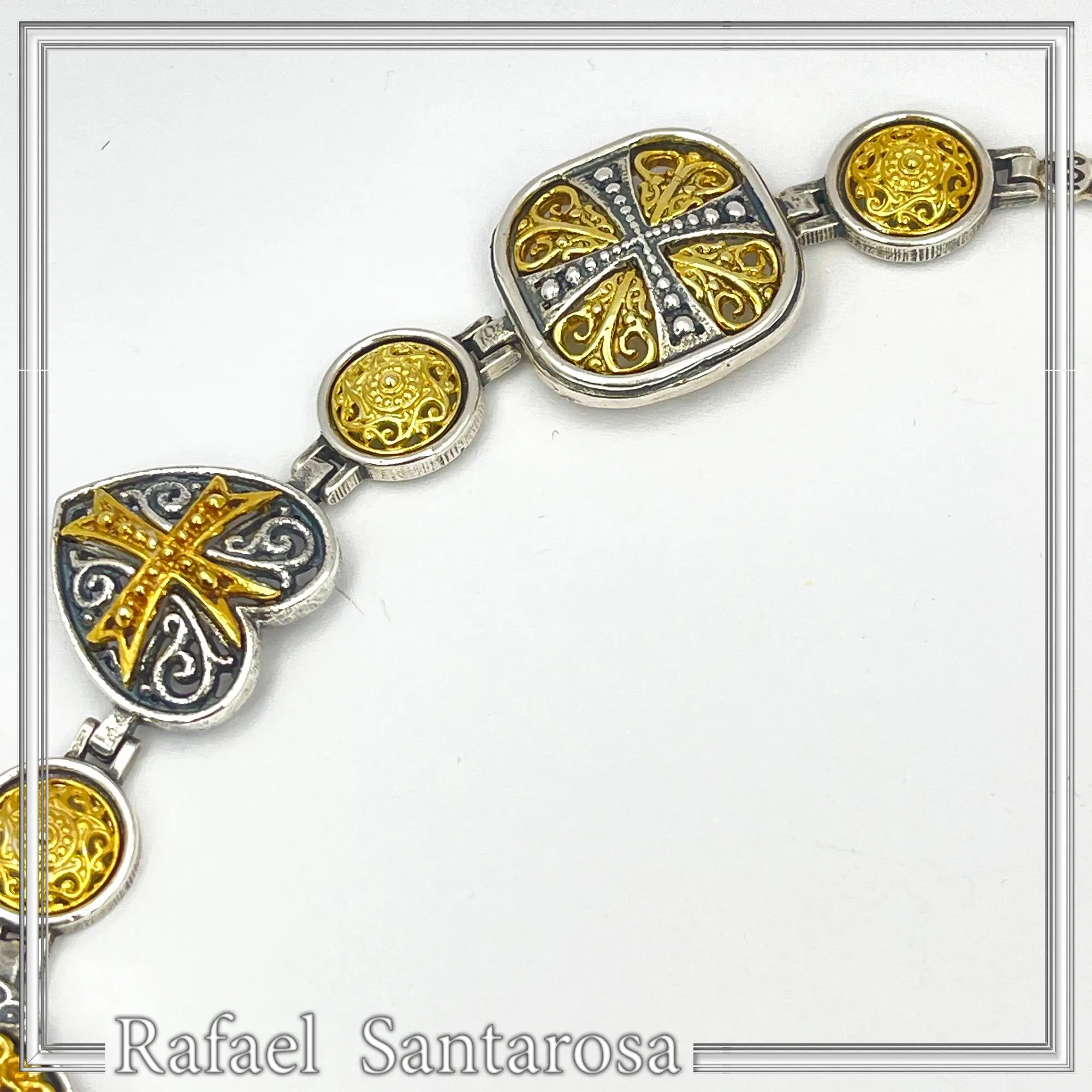 Handmade Byzantine Necklace Sterling Silver Oxidized 18K Gold Filled Topaz Amethyst Peridot Garnet Jewelry — additional product image 4 from Rafael Santarosa Fine Jewelry