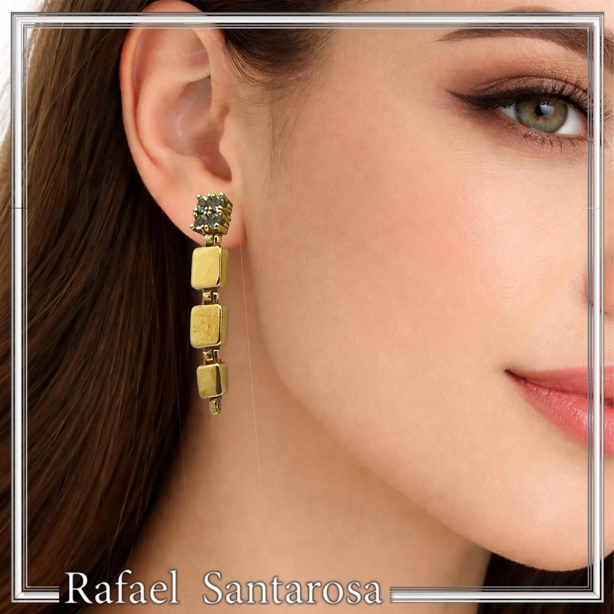 Natural Sky Blue Topaz Dangle Earrings Sterling Silver 18k Gold Filled — additional product image 2 from Rafael Santarosa Fine Jewelry
